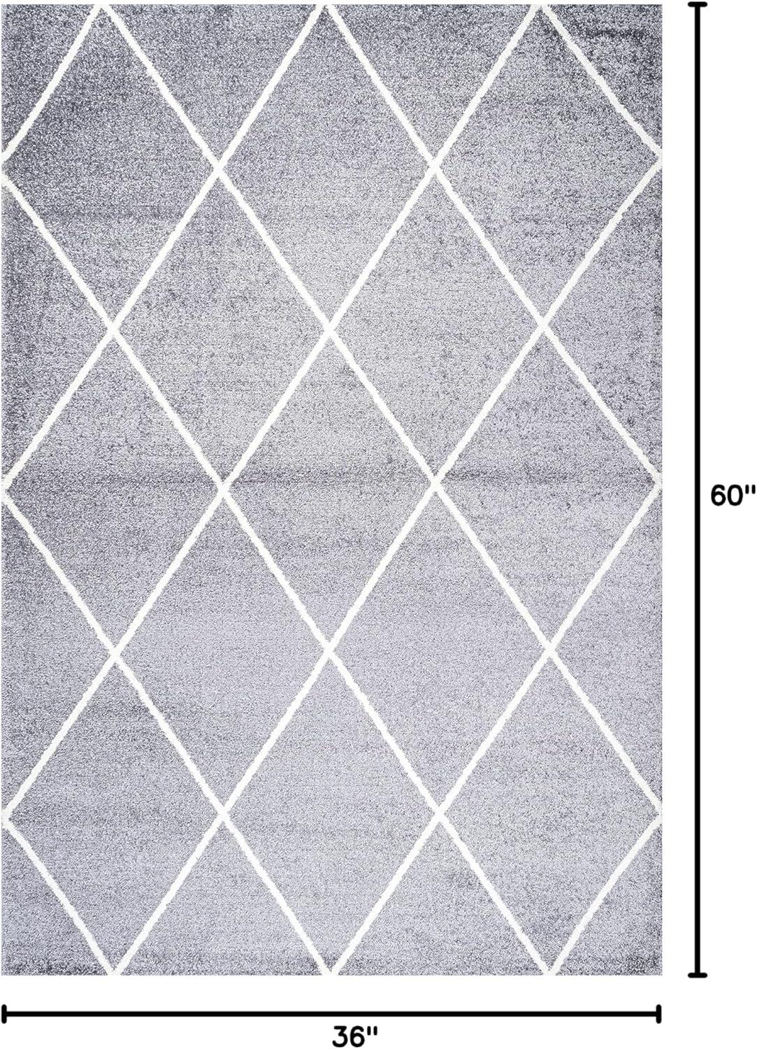 image:imageJONATHAN Y Cole Diamond Trellis Light BlueWhite Runner Rug 2x8 ModernContemporaryGeometricCasual EasyCleaning for Living RoomBedroomKitchenPet FriendlyNonShedding SEU102C28GrayWhite