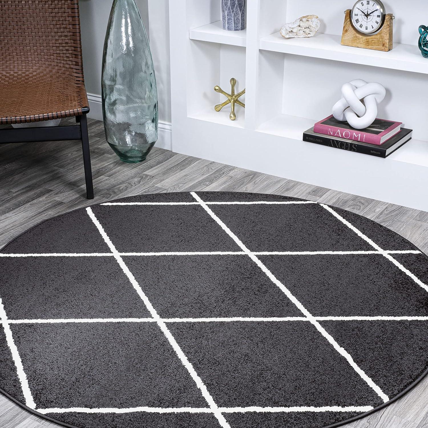 image:imageJONATHAN Y Cole Diamond Trellis Light BlueWhite Runner Rug 2x8 ModernContemporaryGeometricCasual EasyCleaning for Living RoomBedroomKitchenPet FriendlyNonShedding SEU102C28BlackWhite
