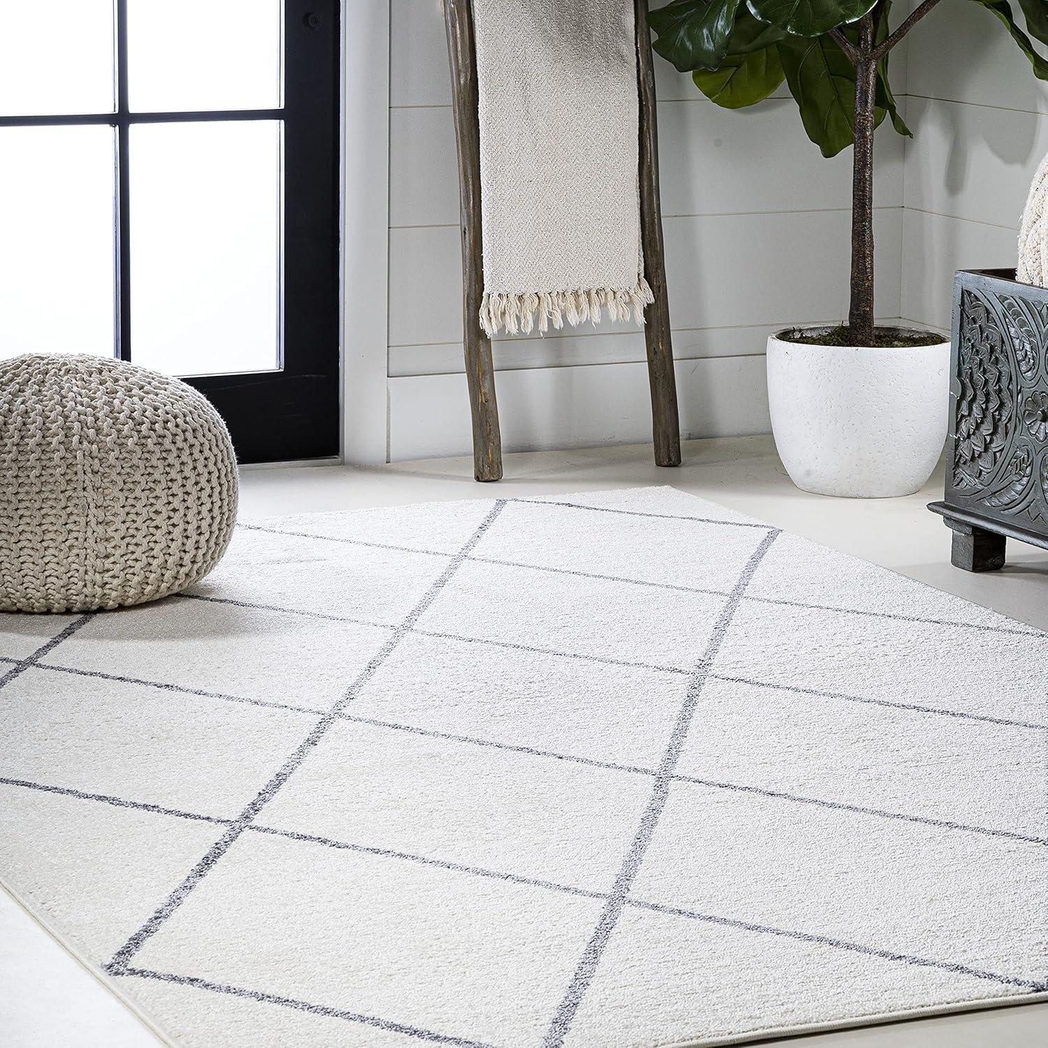 image:imageJONATHAN Y Cole Diamond Trellis Light BlueWhite Runner Rug 2x8 ModernContemporaryGeometricCasual EasyCleaning for Living RoomBedroomKitchenPet FriendlyNonShedding SEU102C28WhiteGray