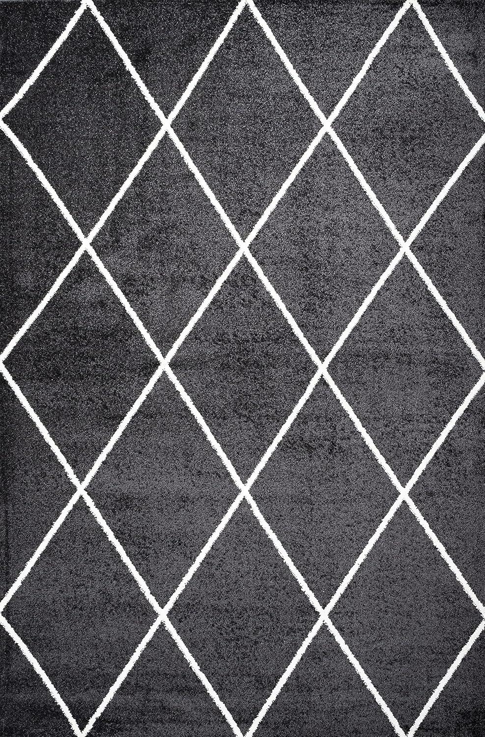 image:imageJONATHAN Y Cole Diamond Trellis Light BlueWhite Runner Rug 2x8 ModernContemporaryGeometricCasual EasyCleaning for Living RoomBedroomKitchenPet FriendlyNonShedding SEU102C28BlackWhite