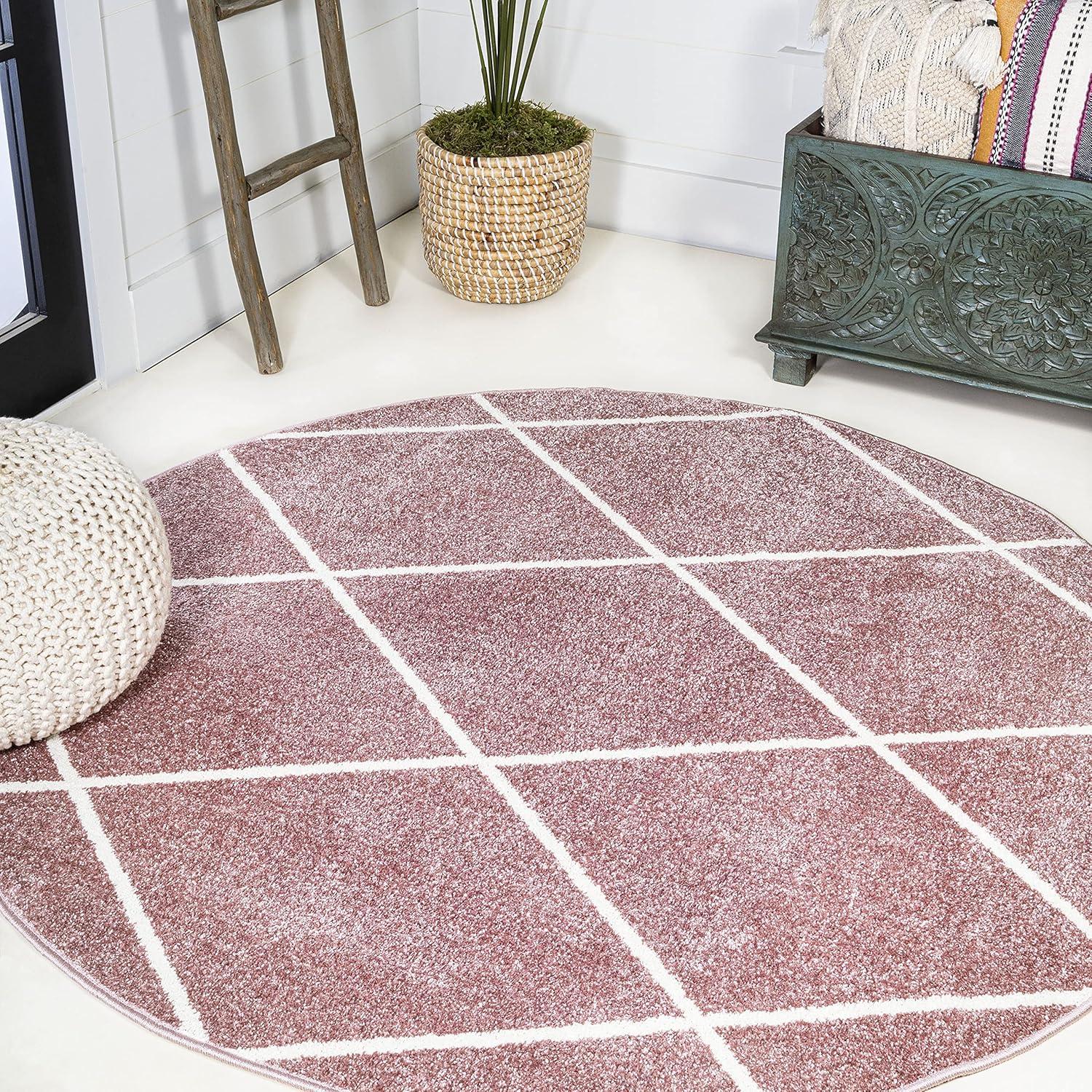 image:imageJONATHAN Y Cole Diamond Trellis Light BlueWhite Runner Rug 2x8 ModernContemporaryGeometricCasual EasyCleaning for Living RoomBedroomKitchenPet FriendlyNonShedding SEU102C28RoseWhite