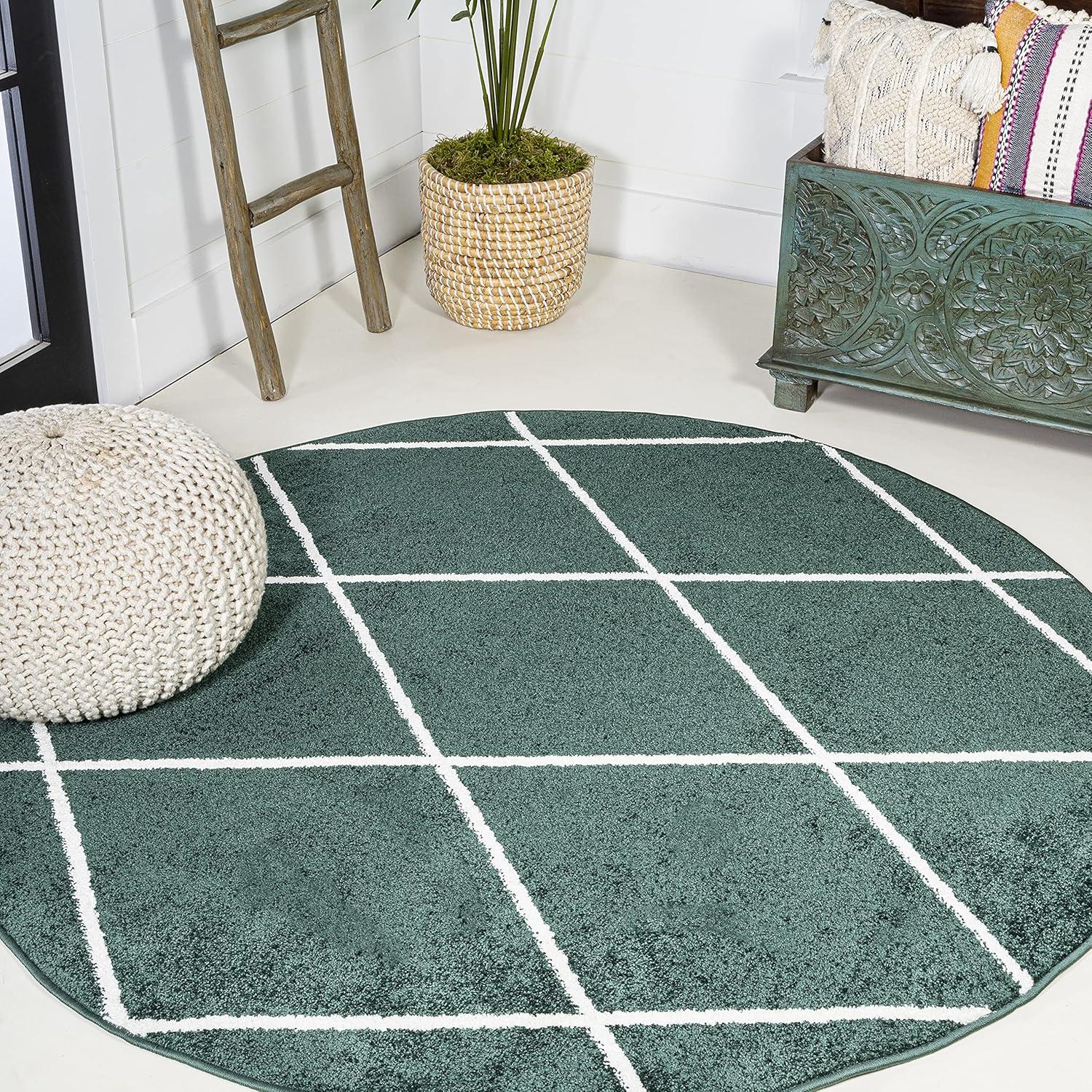 image:imageJONATHAN Y Cole Diamond Trellis Light BlueWhite Runner Rug 2x8 ModernContemporaryGeometricCasual EasyCleaning for Living RoomBedroomKitchenPet FriendlyNonShedding SEU102C28GreenWhite