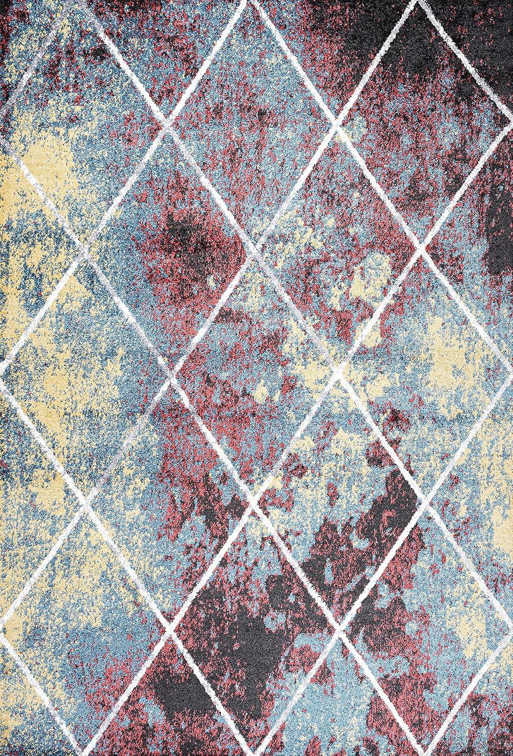 image:imageJONATHAN Y Cole Diamond Trellis Light BlueWhite Runner Rug 2x8 ModernContemporaryGeometricCasual EasyCleaning for Living RoomBedroomKitchenPet FriendlyNonShedding SEU102C28MultiWhite