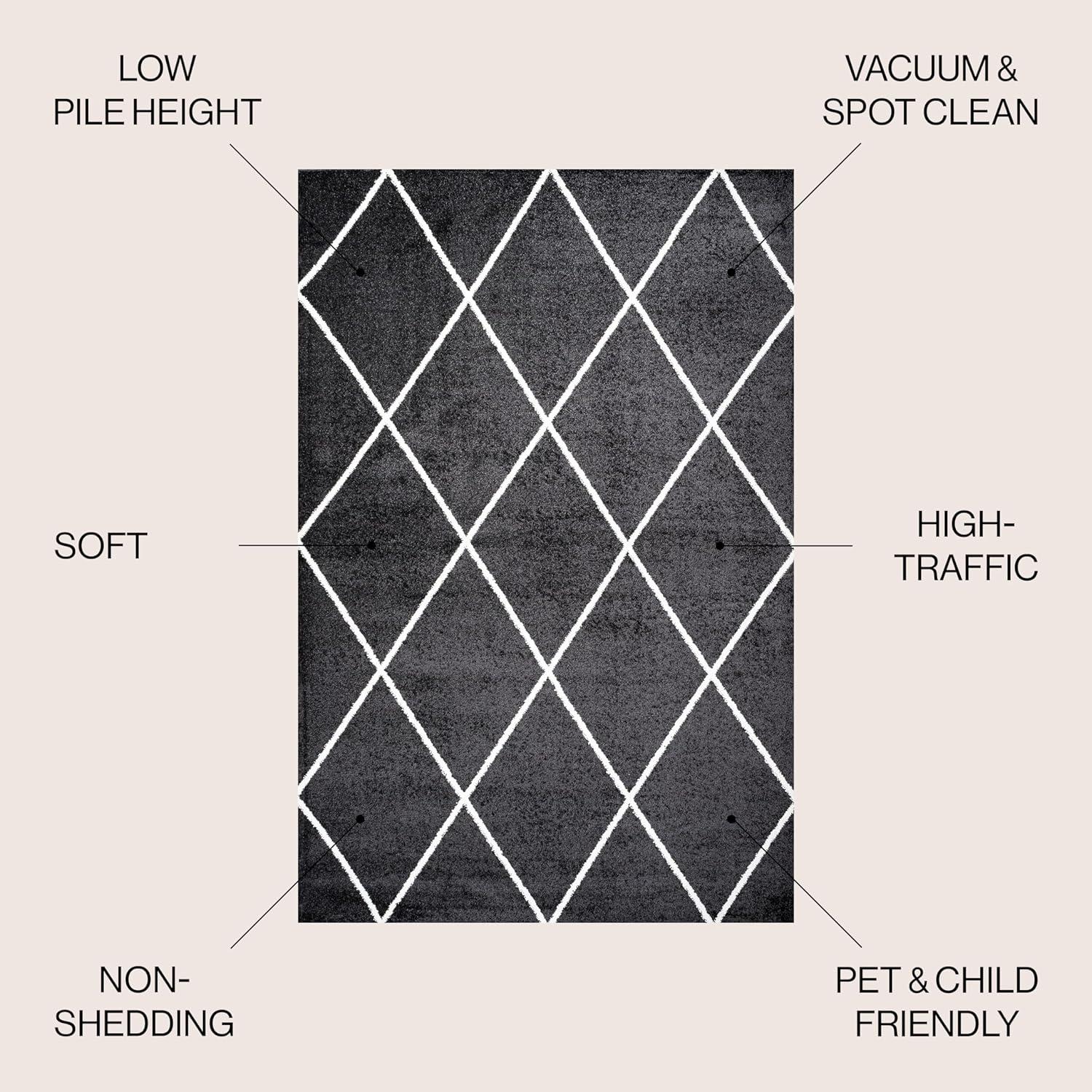 image:imageJONATHAN Y Cole Diamond Trellis Light BlueWhite Runner Rug 2x8 ModernContemporaryGeometricCasual EasyCleaning for Living RoomBedroomKitchenPet FriendlyNonShedding SEU102C28BlackWhite