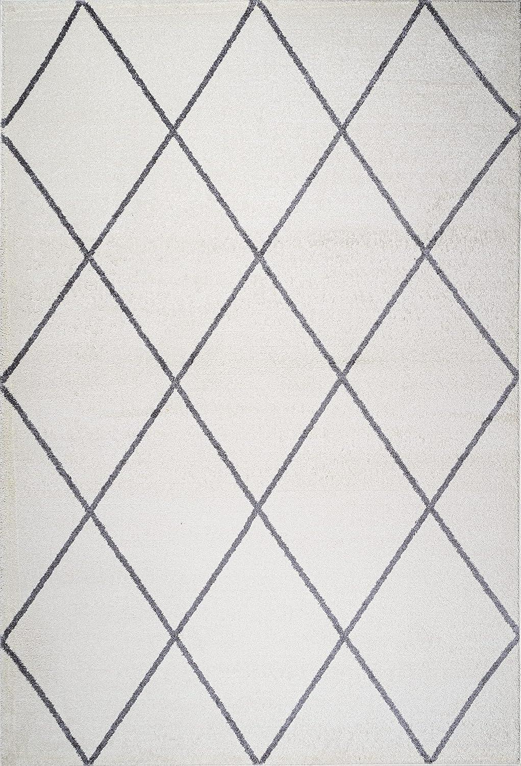 image:imageJONATHAN Y Cole Diamond Trellis Light BlueWhite Runner Rug 2x8 ModernContemporaryGeometricCasual EasyCleaning for Living RoomBedroomKitchenPet FriendlyNonShedding SEU102C28WhiteGray
