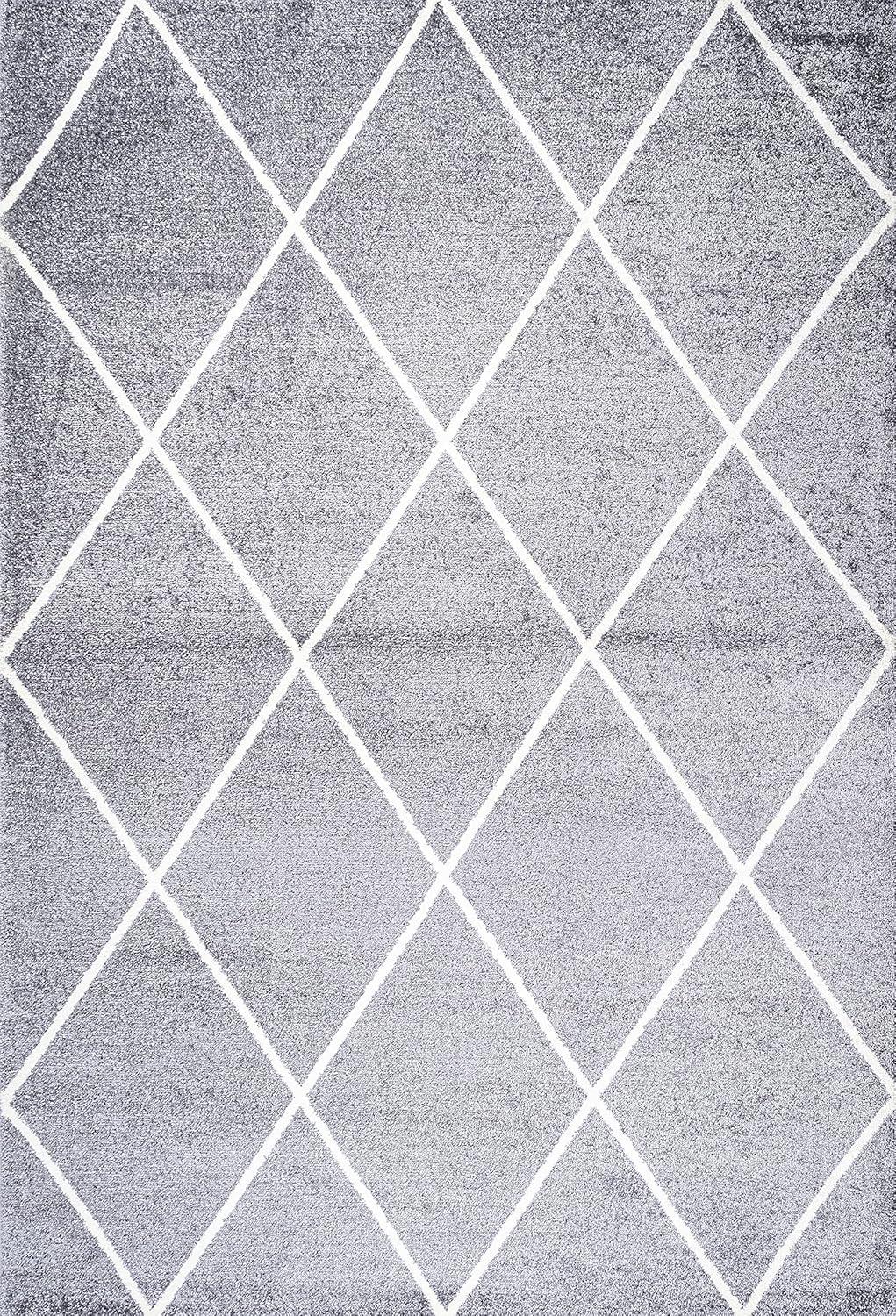 image:imageJONATHAN Y Cole Diamond Trellis Light BlueWhite Runner Rug 2x8 ModernContemporaryGeometricCasual EasyCleaning for Living RoomBedroomKitchenPet FriendlyNonShedding SEU102C28GrayWhite