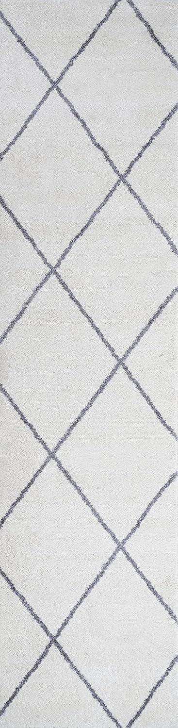 image:imageJONATHAN Y Cole Diamond Trellis Light BlueWhite Runner Rug 2x8 ModernContemporaryGeometricCasual EasyCleaning for Living RoomBedroomKitchenPet FriendlyNonShedding SEU102C28WhiteGray