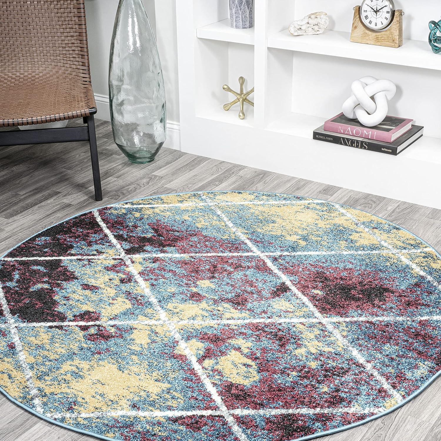 image:imageJONATHAN Y Cole Diamond Trellis Light BlueWhite Runner Rug 2x8 ModernContemporaryGeometricCasual EasyCleaning for Living RoomBedroomKitchenPet FriendlyNonShedding SEU102C28MultiWhite