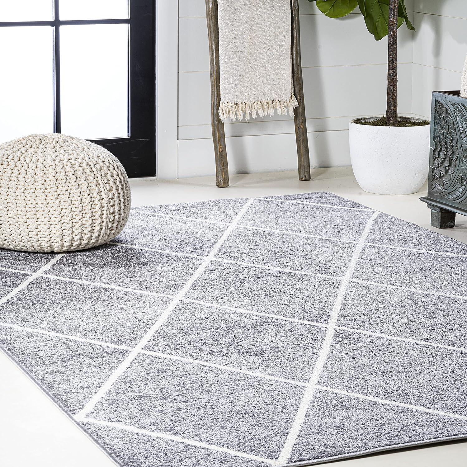 image:imageJONATHAN Y Cole Diamond Trellis Light BlueWhite Runner Rug 2x8 ModernContemporaryGeometricCasual EasyCleaning for Living RoomBedroomKitchenPet FriendlyNonShedding SEU102C28GrayWhite