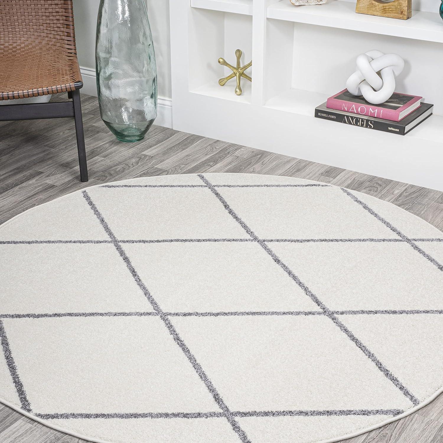 image:imageJONATHAN Y Cole Diamond Trellis Light BlueWhite Runner Rug 2x8 ModernContemporaryGeometricCasual EasyCleaning for Living RoomBedroomKitchenPet FriendlyNonShedding SEU102C28WhiteGray