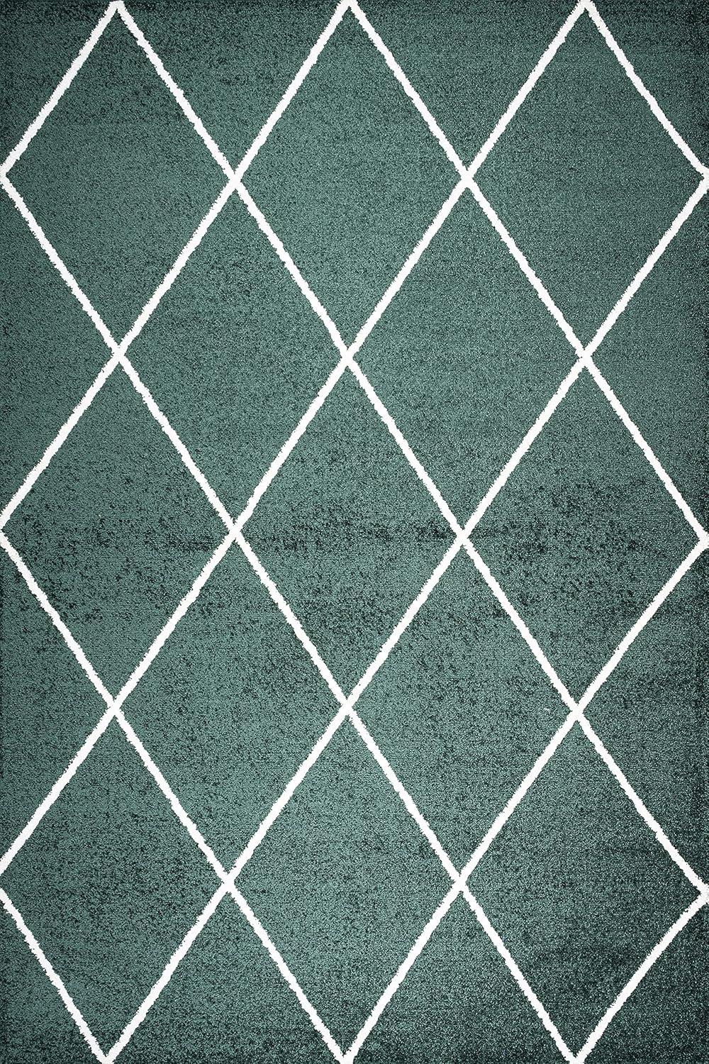 image:imageJONATHAN Y Cole Diamond Trellis Light BlueWhite Runner Rug 2x8 ModernContemporaryGeometricCasual EasyCleaning for Living RoomBedroomKitchenPet FriendlyNonShedding SEU102C28GreenWhite