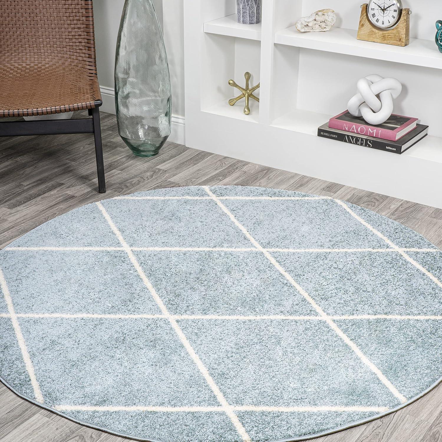 image:imageJONATHAN Y Cole Diamond Trellis Light BlueWhite Runner Rug 2x8 ModernContemporaryGeometricCasual EasyCleaning for Living RoomBedroomKitchenPet FriendlyNonShedding SEU102C28Light BlueWhite