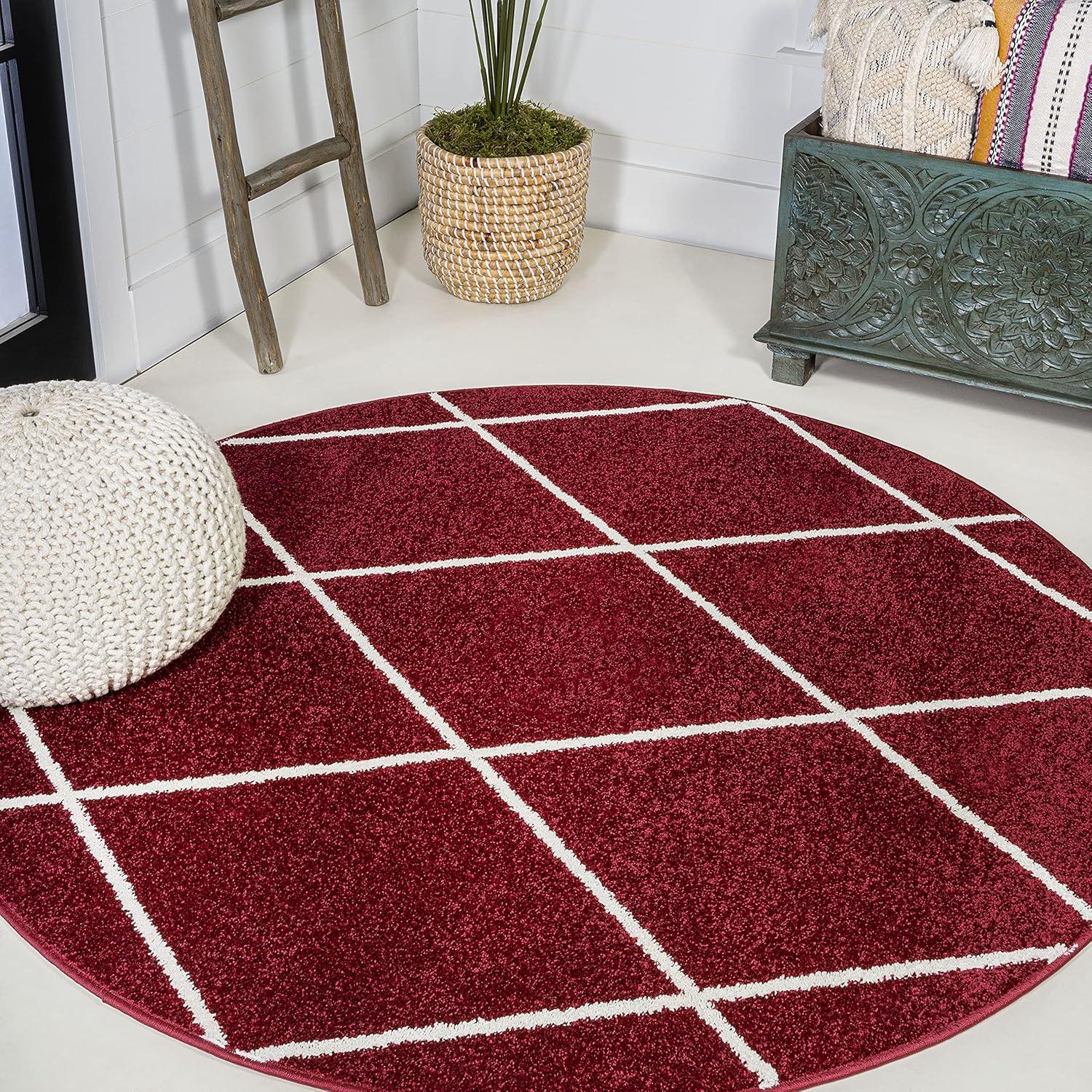 image:imageJONATHAN Y Cole Diamond Trellis Light BlueWhite Runner Rug 2x8 ModernContemporaryGeometricCasual EasyCleaning for Living RoomBedroomKitchenPet FriendlyNonShedding SEU102C28RedWhite
