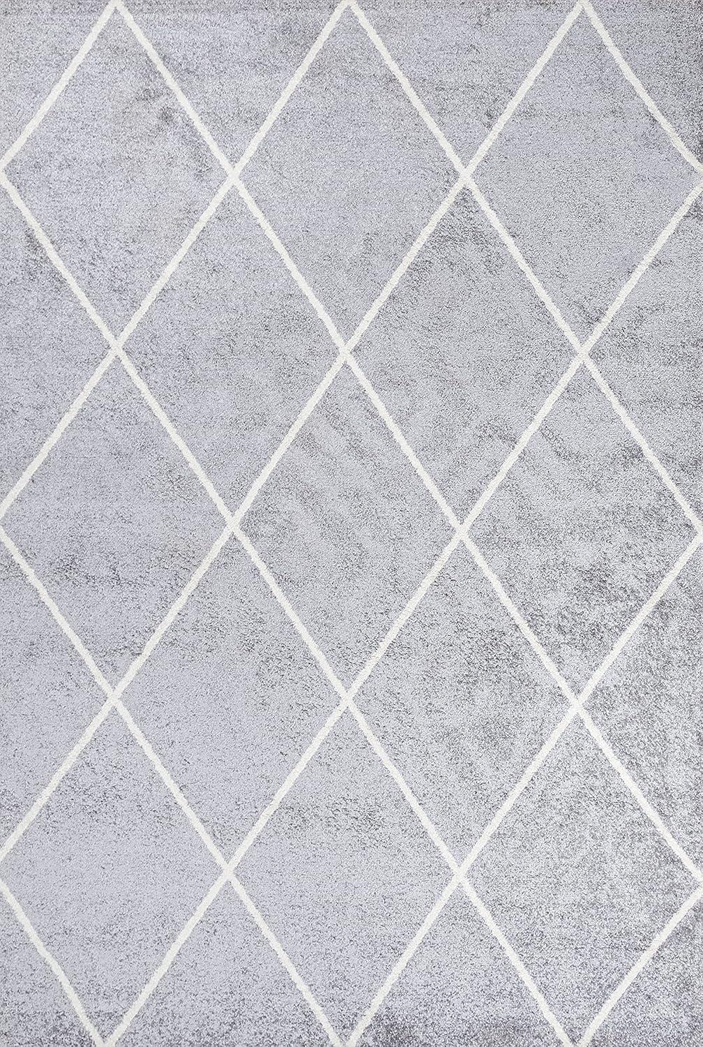 image:imageJONATHAN Y Cole Diamond Trellis Light BlueWhite Runner Rug 2x8 ModernContemporaryGeometricCasual EasyCleaning for Living RoomBedroomKitchenPet FriendlyNonShedding SEU102C28Light GrayWhite