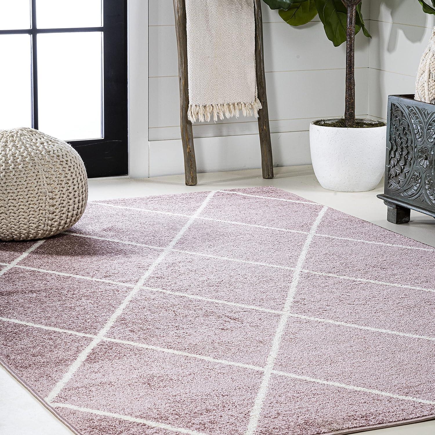 image:imageJONATHAN Y Cole Diamond Trellis Light BlueWhite Runner Rug 2x8 ModernContemporaryGeometricCasual EasyCleaning for Living RoomBedroomKitchenPet FriendlyNonShedding SEU102C28RoseWhite