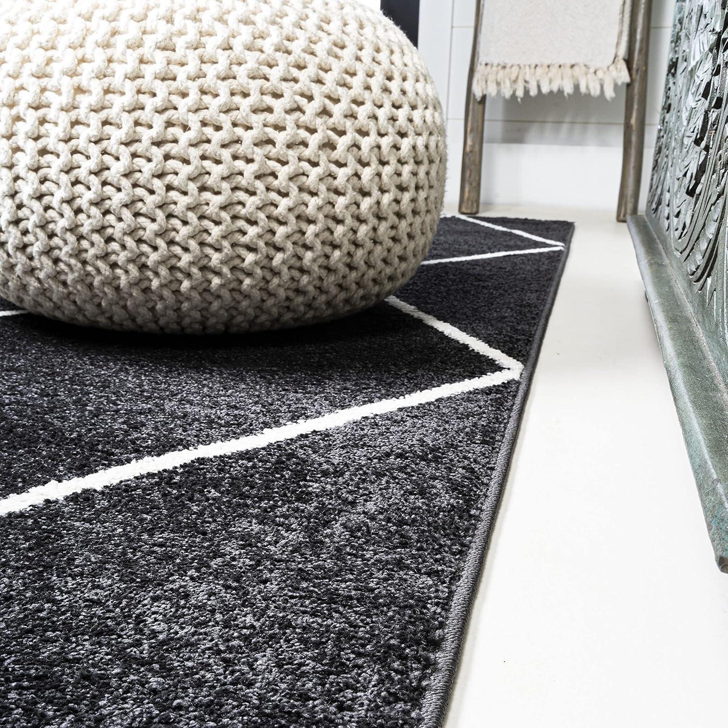 image:imageJONATHAN Y Cole Diamond Trellis Light BlueWhite Runner Rug 2x8 ModernContemporaryGeometricCasual EasyCleaning for Living RoomBedroomKitchenPet FriendlyNonShedding SEU102C28BlackWhite
