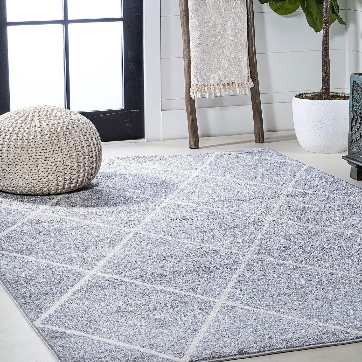 image:imageJONATHAN Y Cole Diamond Trellis Light BlueWhite Runner Rug 2x8 ModernContemporaryGeometricCasual EasyCleaning for Living RoomBedroomKitchenPet FriendlyNonShedding SEU102C28Light GrayWhite