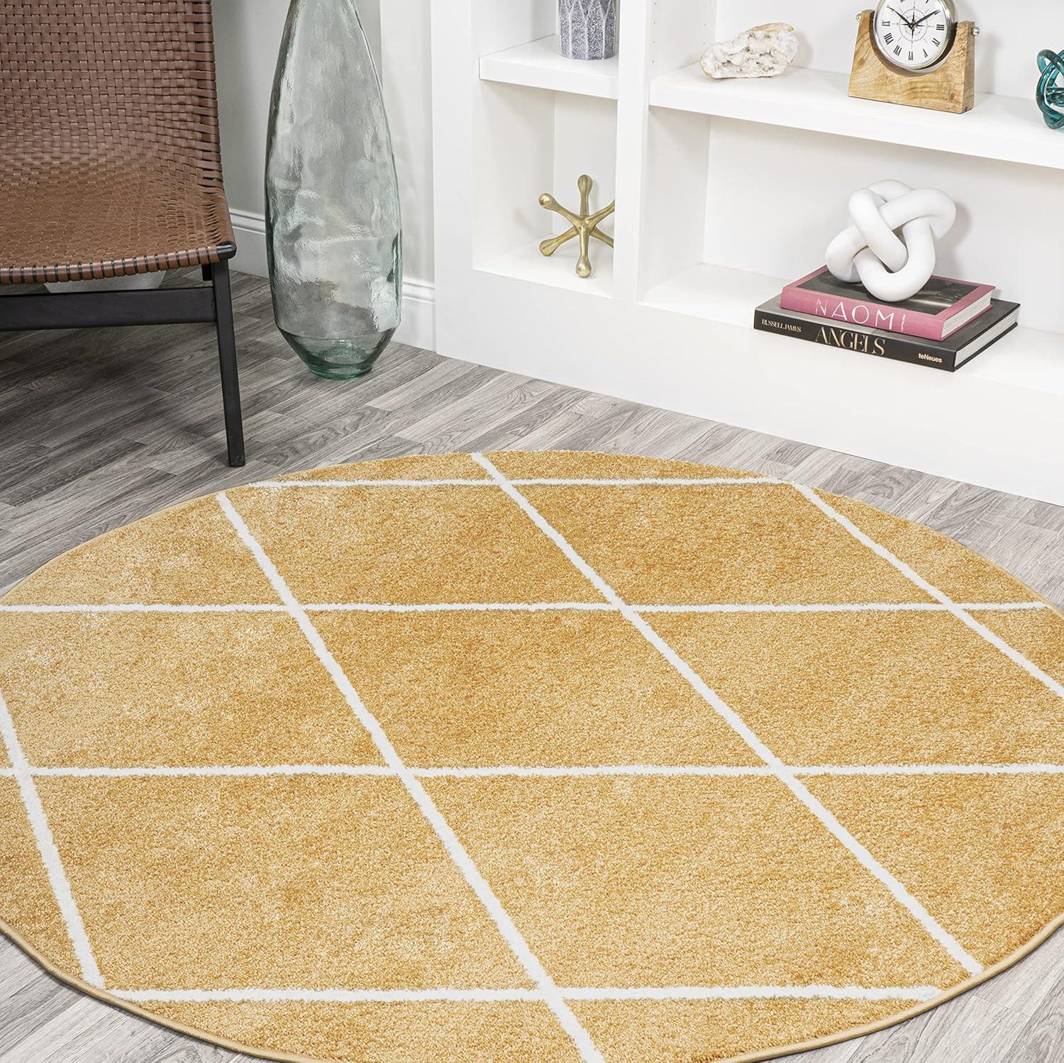 image:imageJONATHAN Y Cole Diamond Trellis Light BlueWhite Runner Rug 2x8 ModernContemporaryGeometricCasual EasyCleaning for Living RoomBedroomKitchenPet FriendlyNonShedding SEU102C28GoldWhite