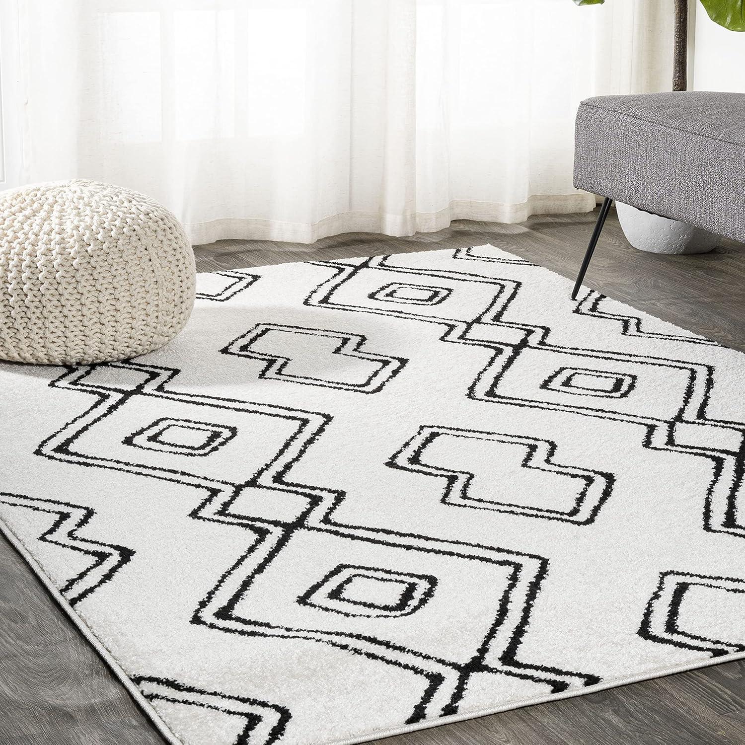 image:imageJONATHAN Y Deia Moroccan Style Diamond Shag WhiteGray Indoor Area Rug 3x5 Bohemian Contemporary EasyCleaning for Living Room Bedroom Kitchen Pet Friendly NonShedding MOH401A33 x 5 Rectangular