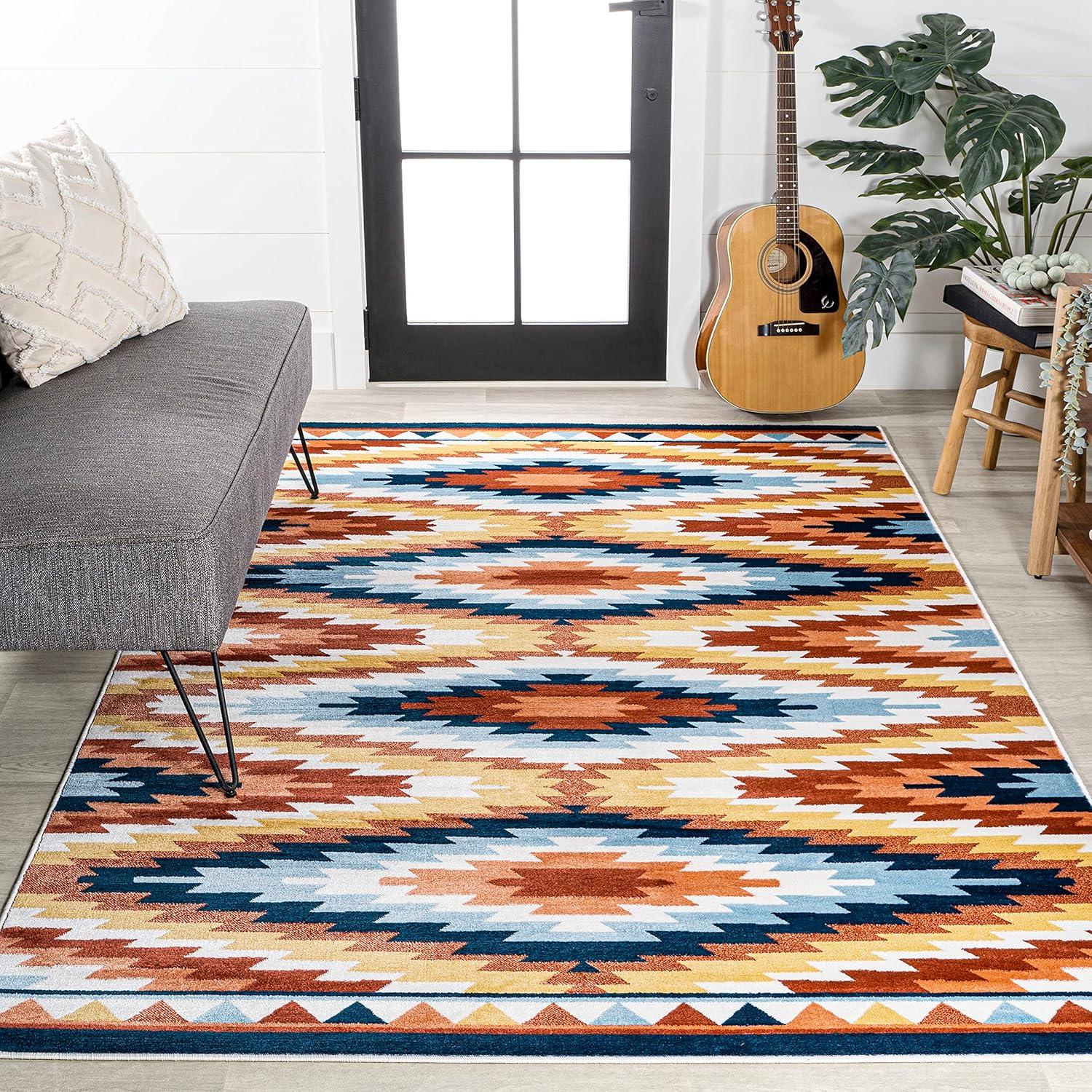 image:imageJONATHAN Y Diamond Kilim YellowRedBlue Indoor Area Rug 3X5 ft Konya Geometric for Living Room Bedroom Kitchen Office EasyCleaning High Traffic PetFriendly NonShedding SWC101A379 x 10 Rectangular