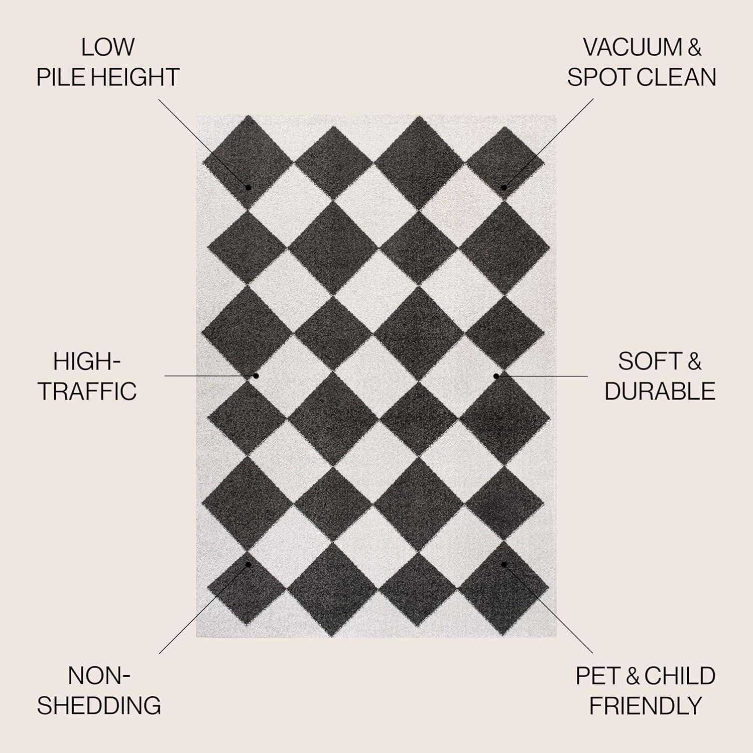image:imageJONATHAN Y Draper Geometric Diamond Pattern WhiteCharcoal Indoor Area Rug 3x5 Classic Vintage EasyCleaning for Living Room Bedroom Kitchen Pet Friendly NonShedding ATH100A3WhiteCharcoal