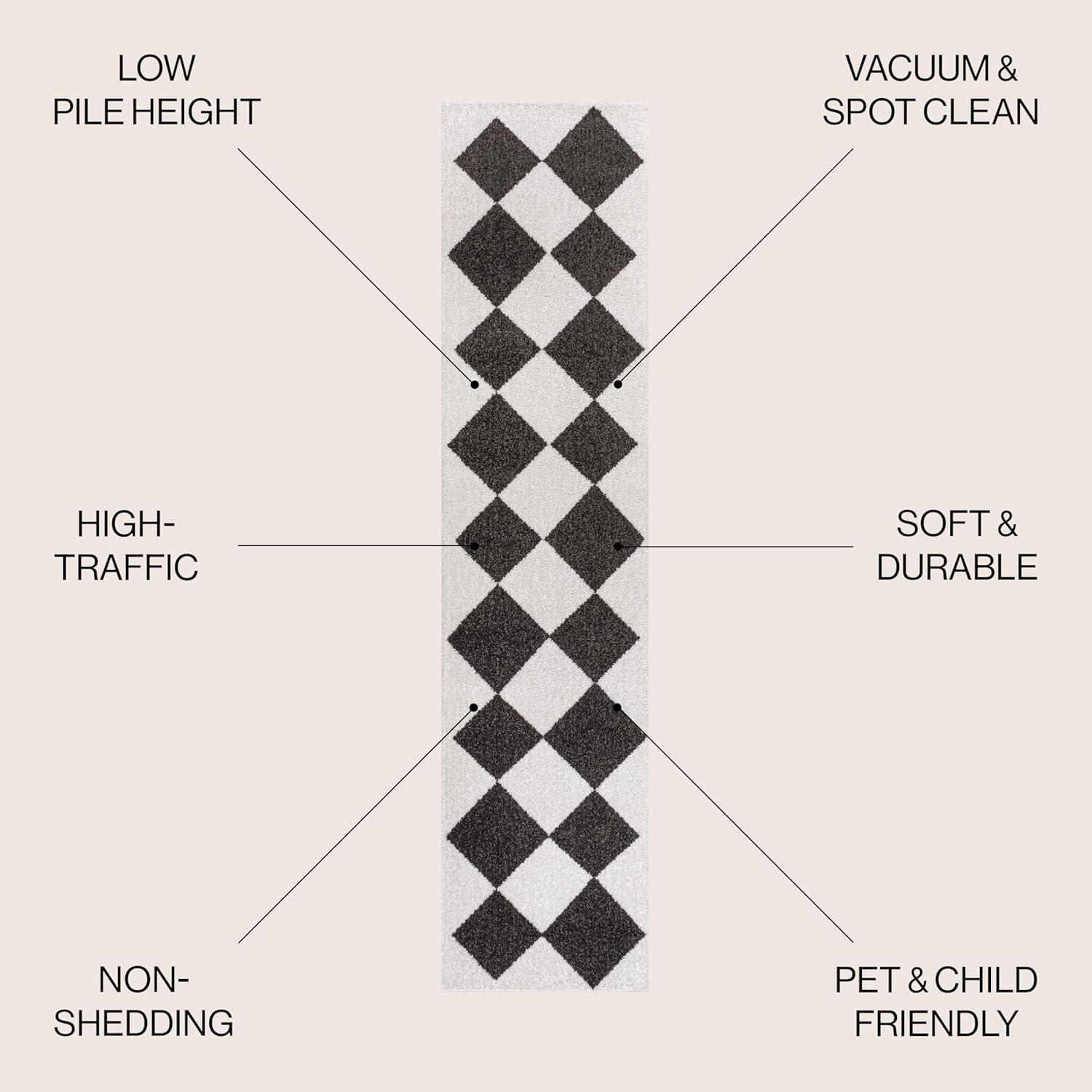 image:imageJONATHAN Y Draper Geometric Diamond Pattern WhiteCharcoal Indoor Area Rug 3x5 Classic Vintage EasyCleaning for Living Room Bedroom Kitchen Pet Friendly NonShedding ATH100A3WhiteCharcoal