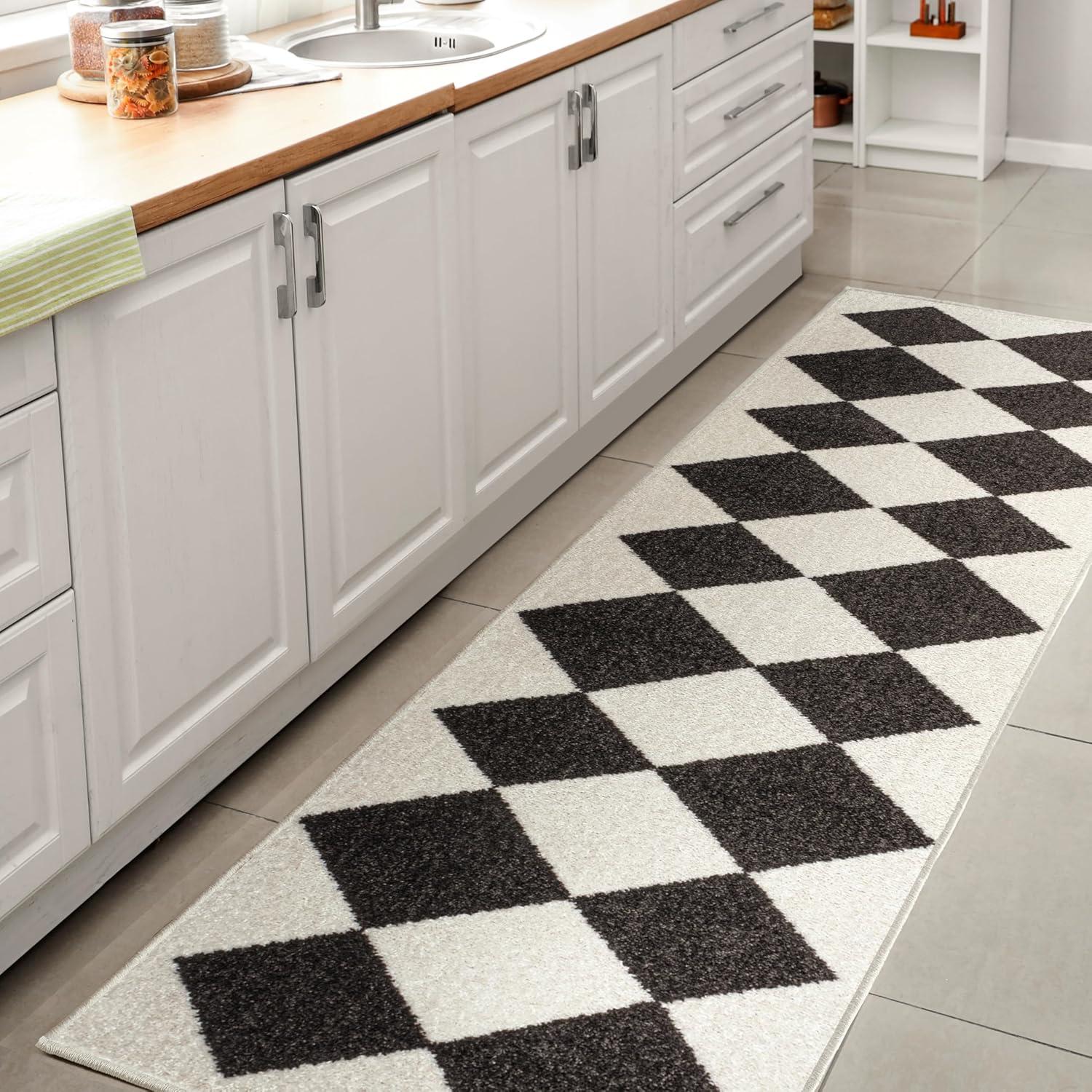 image:imageJONATHAN Y Draper Geometric Diamond Pattern WhiteCharcoal Indoor Area Rug 3x5 Classic Vintage EasyCleaning for Living Room Bedroom Kitchen Pet Friendly NonShedding ATH100A3WhiteCharcoal