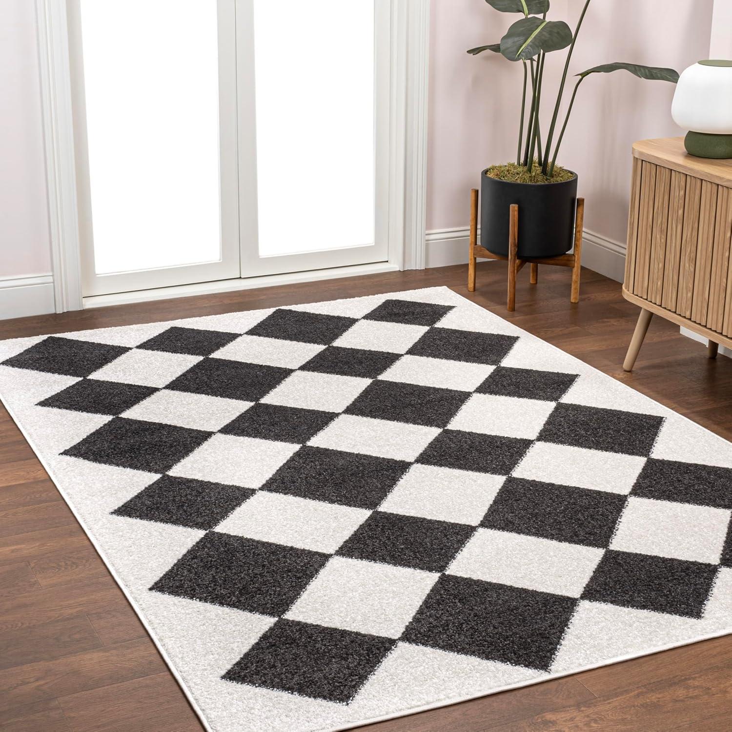 image:imageJONATHAN Y Draper Geometric Diamond Pattern WhiteCharcoal Indoor Area Rug 3x5 Classic Vintage EasyCleaning for Living Room Bedroom Kitchen Pet Friendly NonShedding ATH100A3WhiteCharcoal
