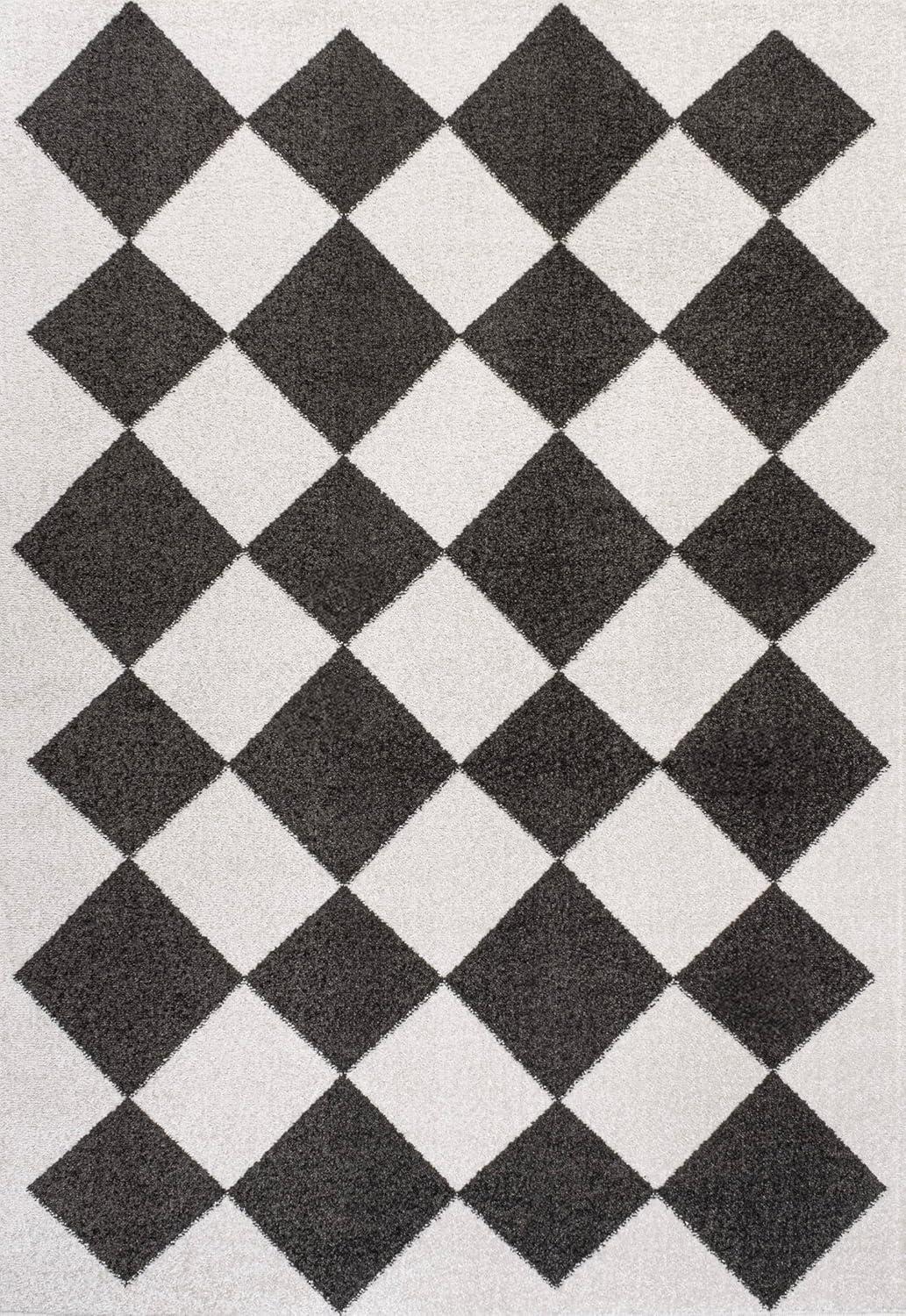 image:imageJONATHAN Y Draper Geometric Diamond Pattern WhiteCharcoal Indoor Area Rug 3x5 Classic Vintage EasyCleaning for Living Room Bedroom Kitchen Pet Friendly NonShedding ATH100A3WhiteCharcoal