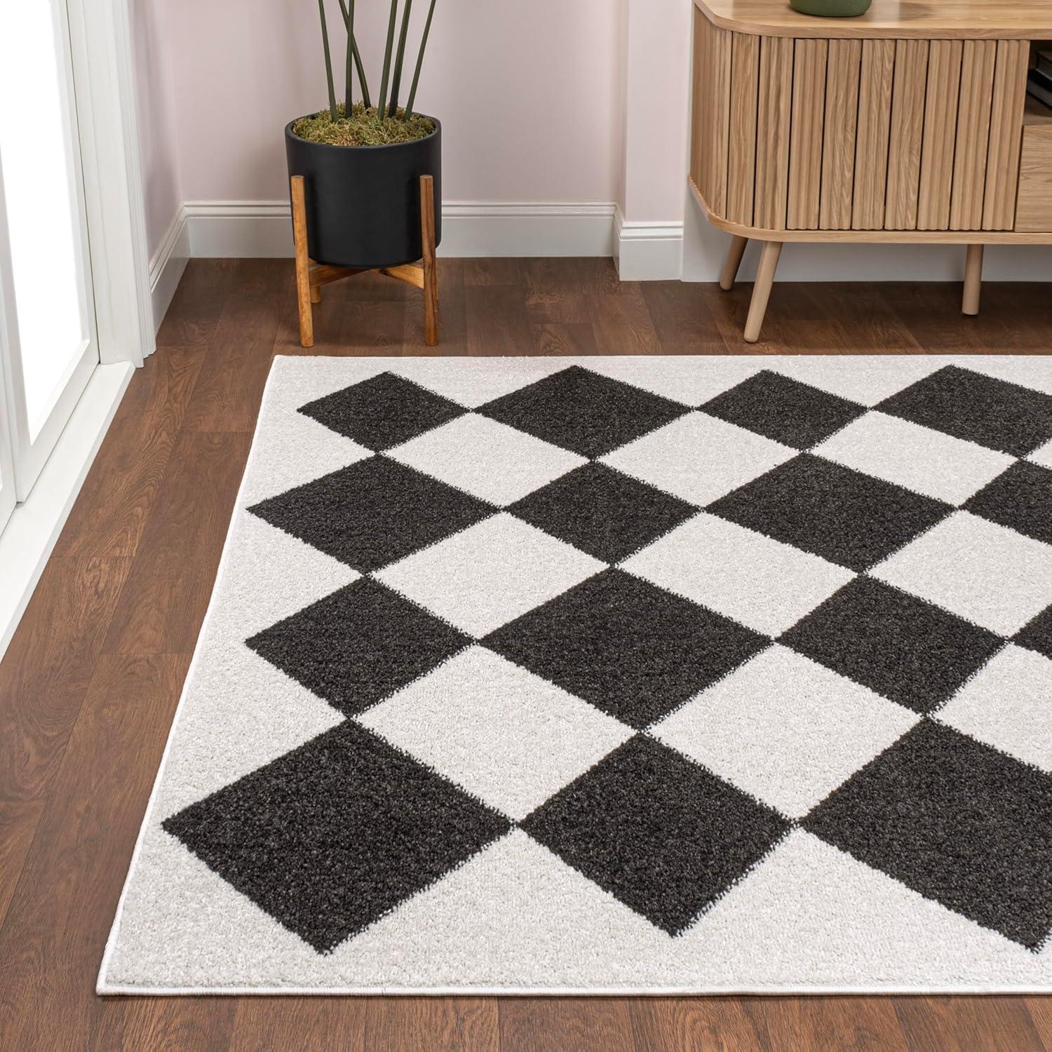 image:imageJONATHAN Y Draper Geometric Diamond Pattern WhiteCharcoal Indoor Area Rug 3x5 Classic Vintage EasyCleaning for Living Room Bedroom Kitchen Pet Friendly NonShedding ATH100A3WhiteCharcoal