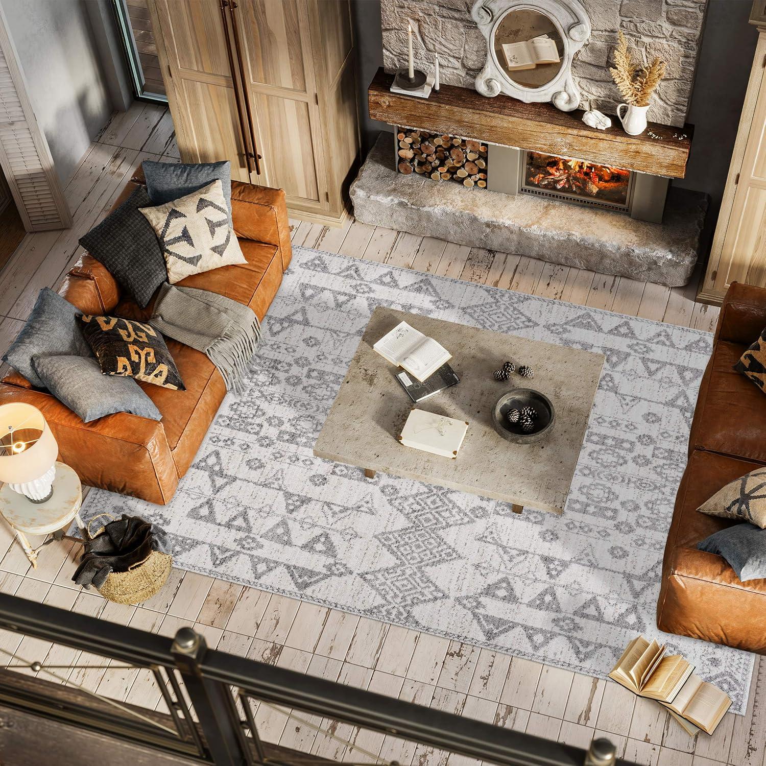 image:imageJONATHAN Y Idris Tribal Diamond GrayBeige Indoor Area Rug 3x5 Geometric Bohemian Casual EasyCleaning for Living Room Bedroom Kitchen Pet Friendly NonShedding MOH304A377 x 102 Rectangular