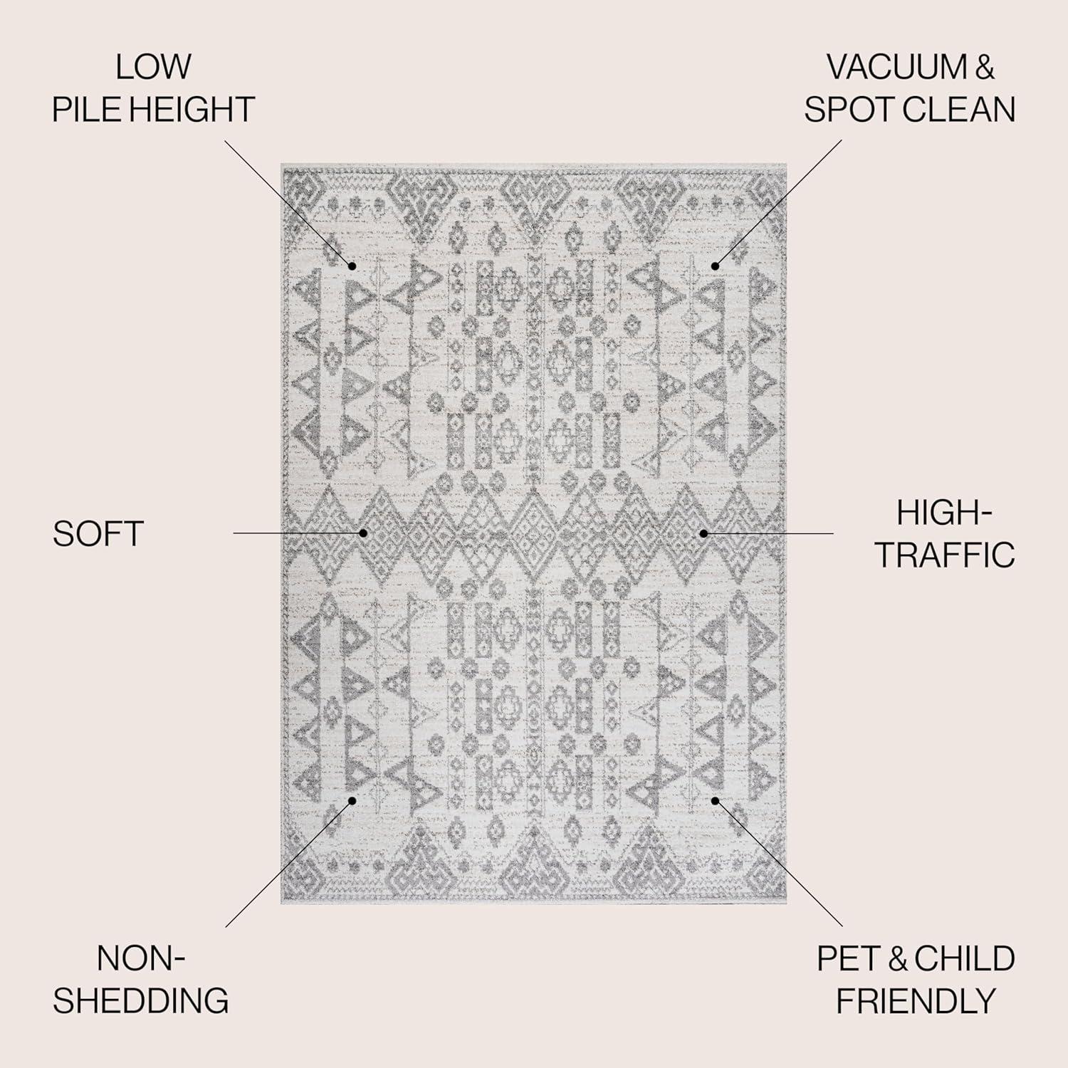 image:imageJONATHAN Y Idris Tribal Diamond GrayBeige Indoor Area Rug 3x5 Geometric Bohemian Casual EasyCleaning for Living Room Bedroom Kitchen Pet Friendly NonShedding MOH304A377 x 102 Rectangular