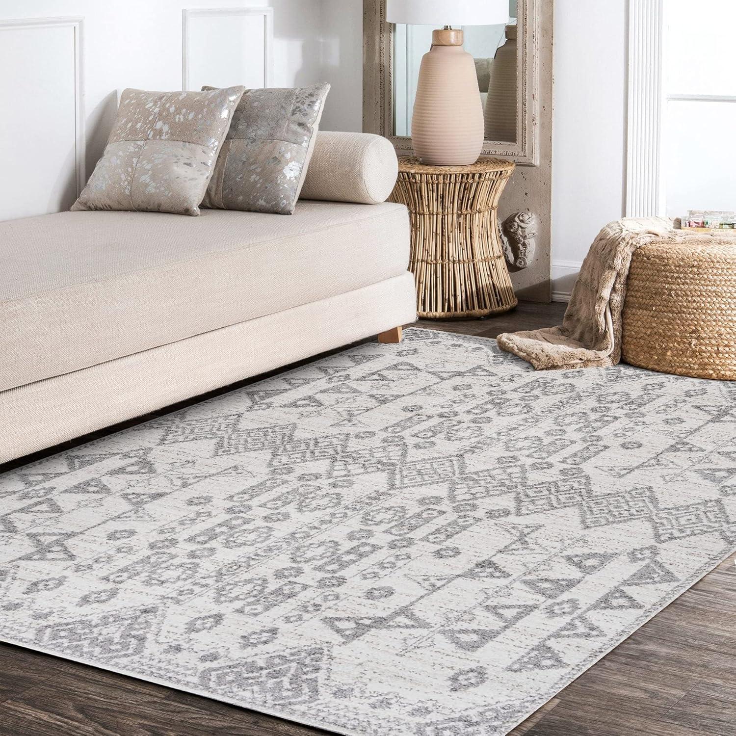 image:imageJONATHAN Y Idris Tribal Diamond GrayBeige Indoor Area Rug 3x5 Geometric Bohemian Casual EasyCleaning for Living Room Bedroom Kitchen Pet Friendly NonShedding MOH304A353 x 75 Rectangular