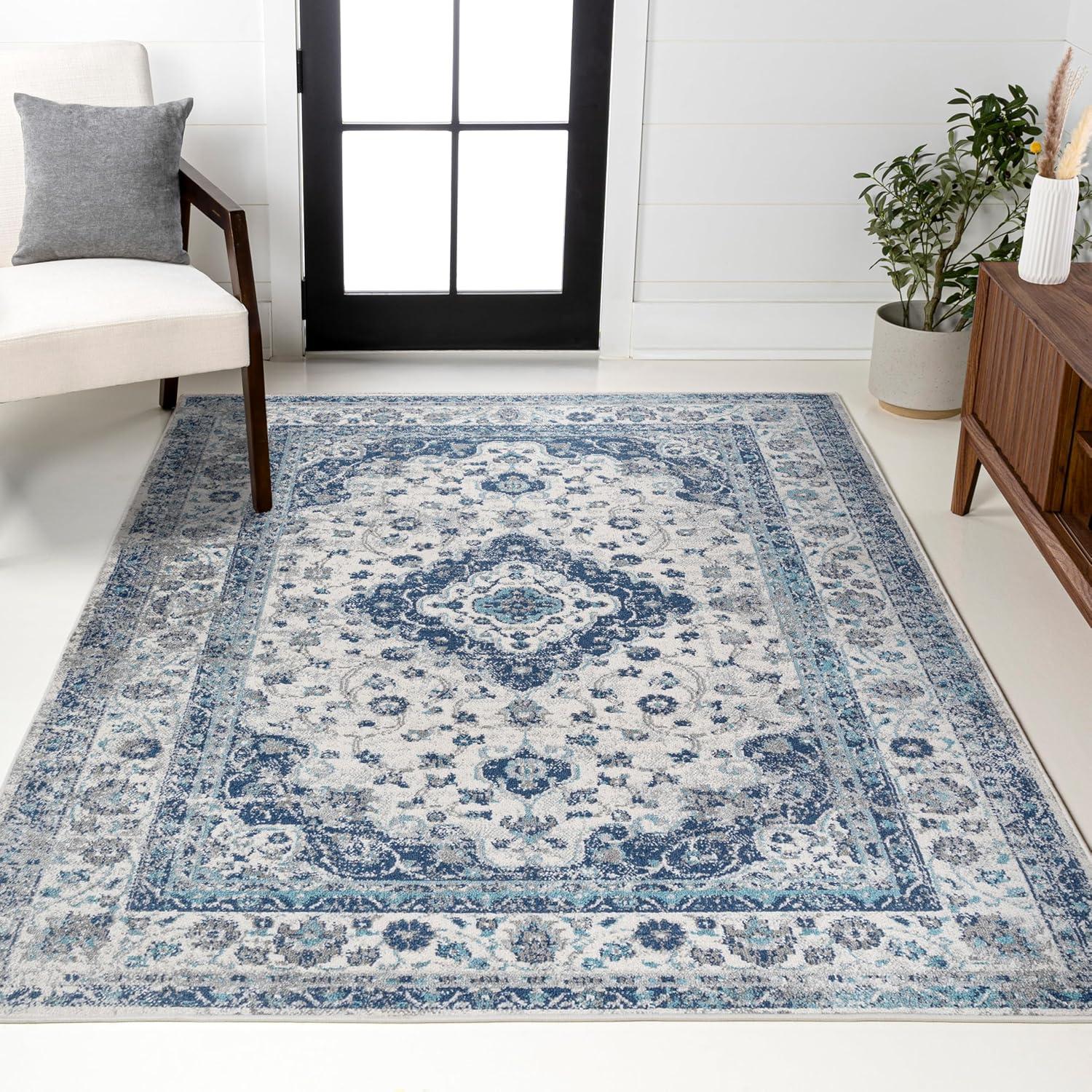 image:imageJONATHAN Y Indhira Ornate Medallion BlueGray Indoor Area Rug 3x5 Bohemian Vintage EasyCleaning for Living Room Bedroom Kitchen Pet Friendly NonShedding MDP212A3BlueGray