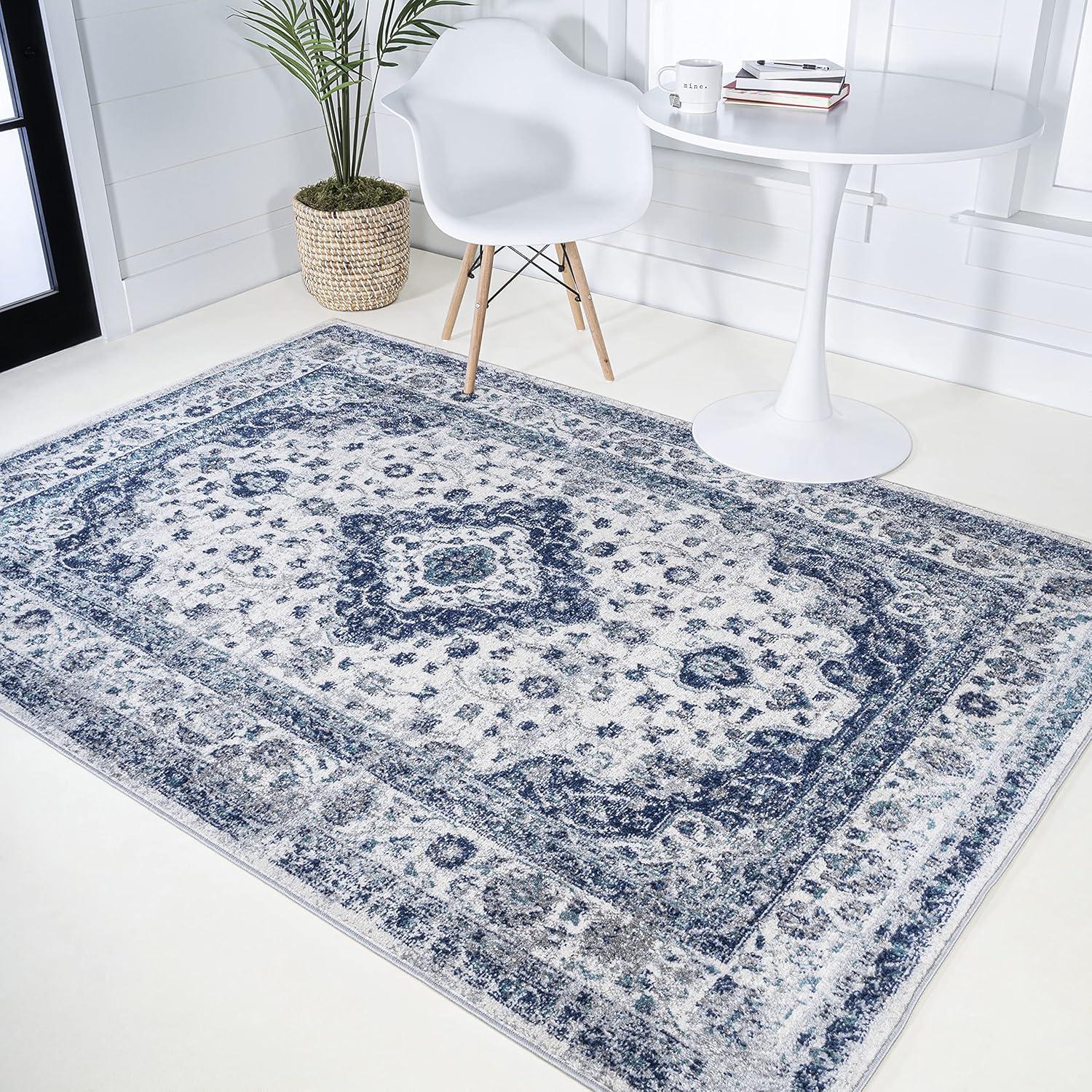 image:imageJONATHAN Y Indhira Ornate Medallion BlueGray Indoor Area Rug 3x5 Bohemian Vintage EasyCleaning for Living Room Bedroom Kitchen Pet Friendly NonShedding MDP212A3BlueGray