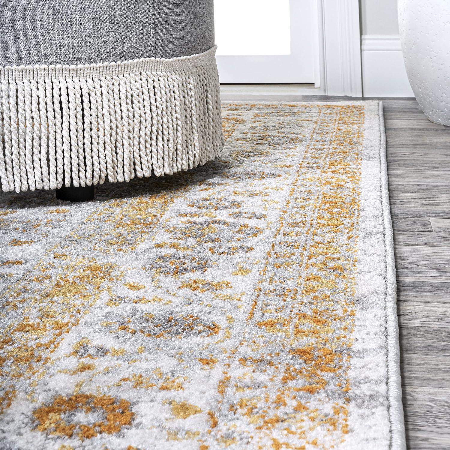 image:imageJONATHAN Y Indhira Ornate Medallion BlueGray Indoor Area Rug 3x5 Bohemian Vintage EasyCleaning for Living Room Bedroom Kitchen Pet Friendly NonShedding MDP212A3WhiteOrange