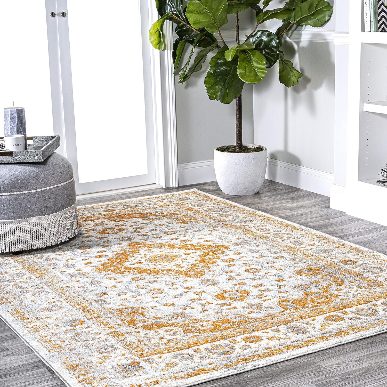image:imageJONATHAN Y Indhira Ornate Medallion BlueGray Indoor Area Rug 3x5 Bohemian Vintage EasyCleaning for Living Room Bedroom Kitchen Pet Friendly NonShedding MDP212A3WhiteOrange