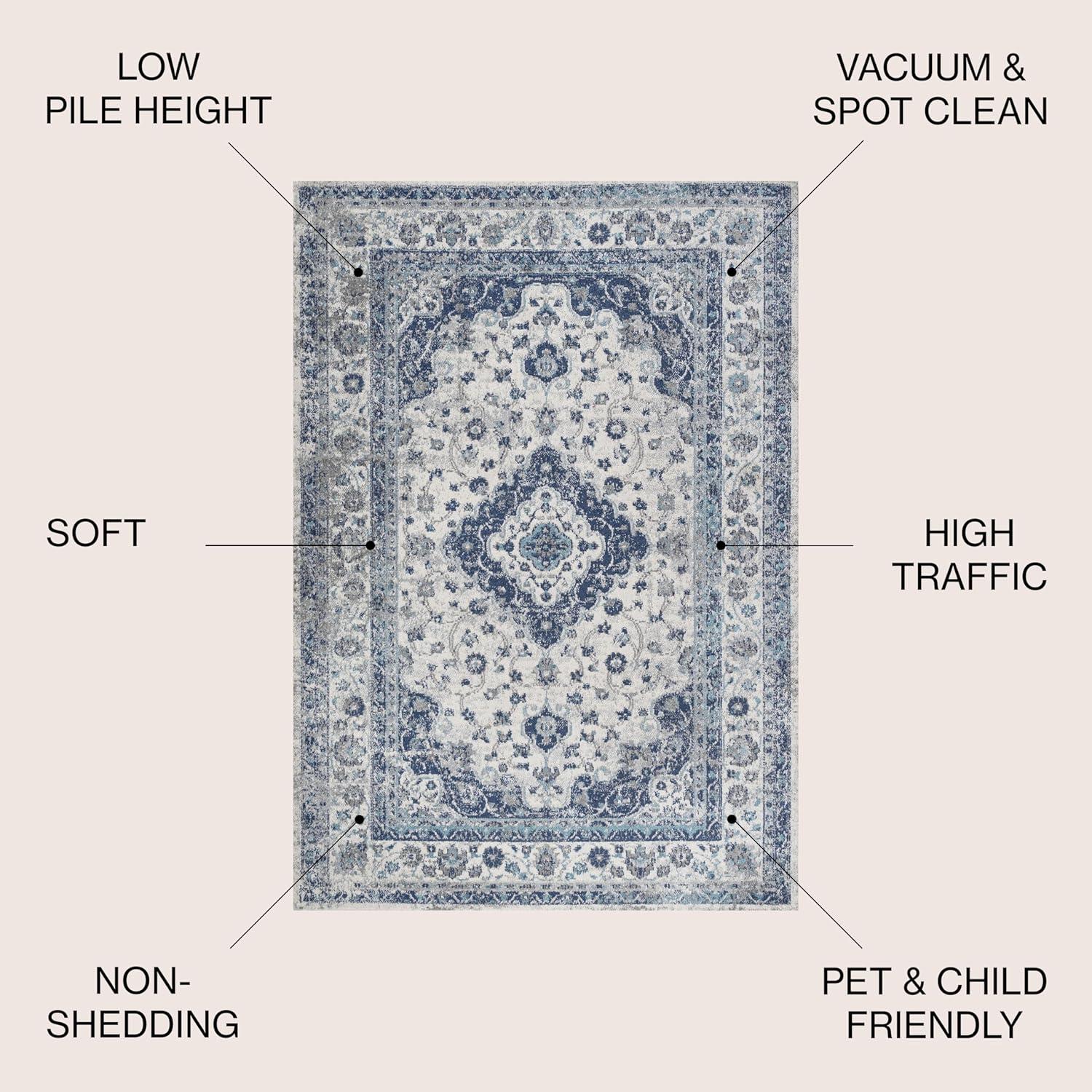 image:imageJONATHAN Y Indhira Ornate Medallion BlueGray Indoor Area Rug 3x5 Bohemian Vintage EasyCleaning for Living Room Bedroom Kitchen Pet Friendly NonShedding MDP212A3BlueGray