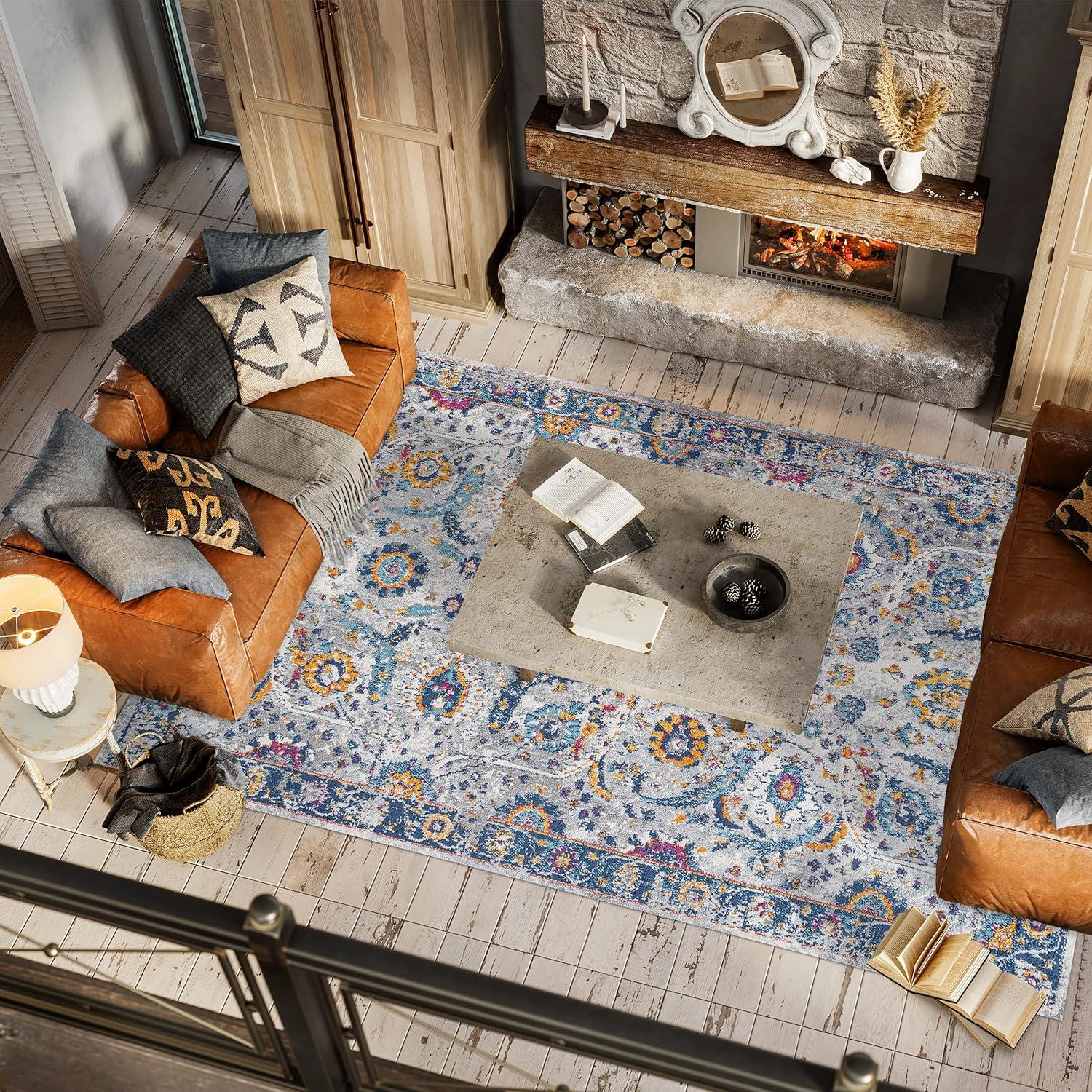 image:imageJONATHAN Y Izil Modern Light GrayBlue Indoor Area Rug 3x5 Bohemian Vintage EasyCleaning for Living Room Bedroom Kitchen Pet Friendly NonShedding MDP210A378 x 10 Rectangular