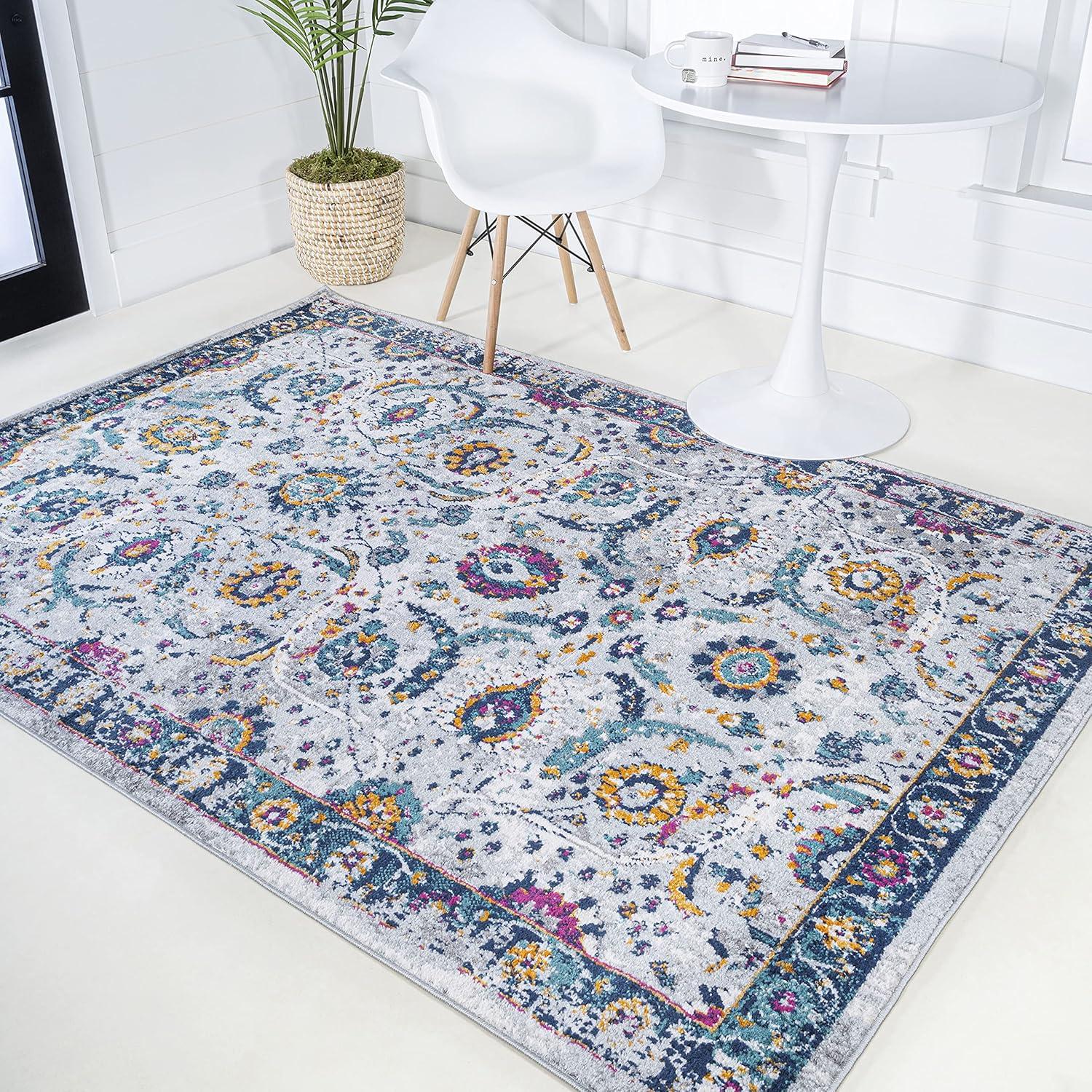 image:imageJONATHAN Y Izil Modern Light GrayBlue Indoor Area Rug 3x5 Bohemian Vintage EasyCleaning for Living Room Bedroom Kitchen Pet Friendly NonShedding MDP210A353 x 77 Rectangular