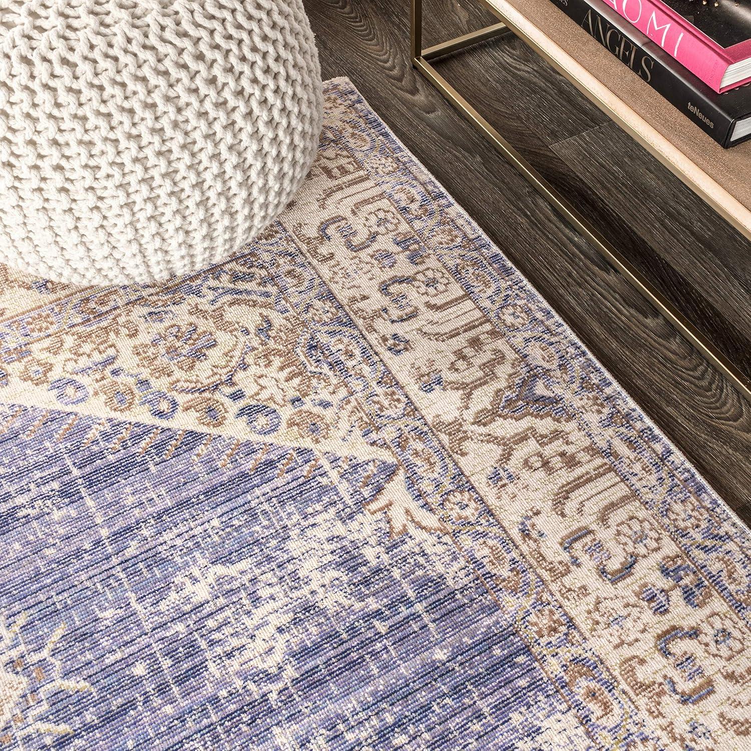 image:imageJONATHAN Y Lila Modern Tribal Medallion Light BlueIvory Indoor Area Rug 3x5 Transitional Traditional EasyCleaning for Living Room Bedroom Kitchen Pet Friendly NonShedding MDP306B3Purple
