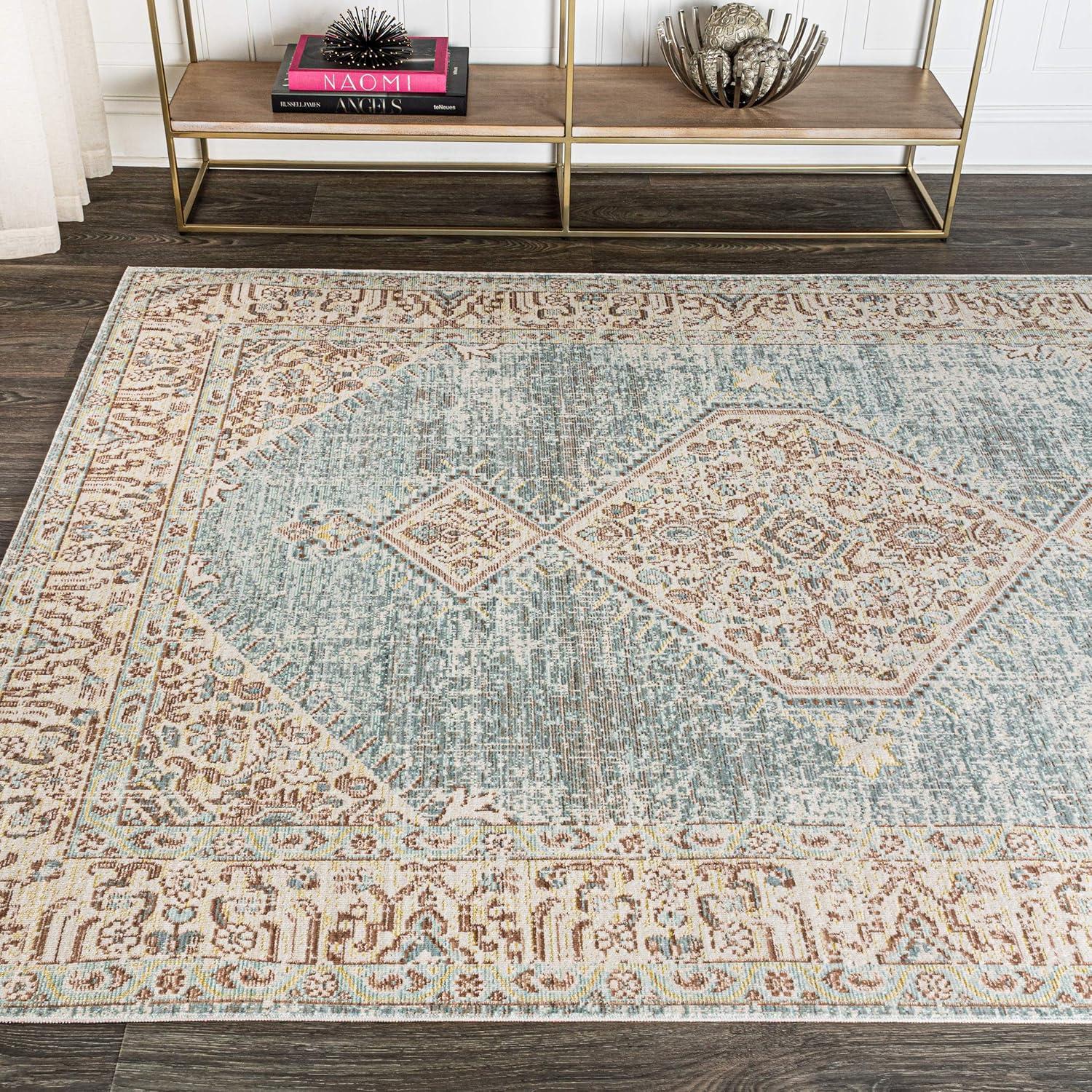 image:imageJONATHAN Y Lila Modern Tribal Medallion Light BlueIvory Indoor Area Rug 3x5 Transitional Traditional EasyCleaning for Living Room Bedroom Kitchen Pet Friendly NonShedding MDP306B3Blue