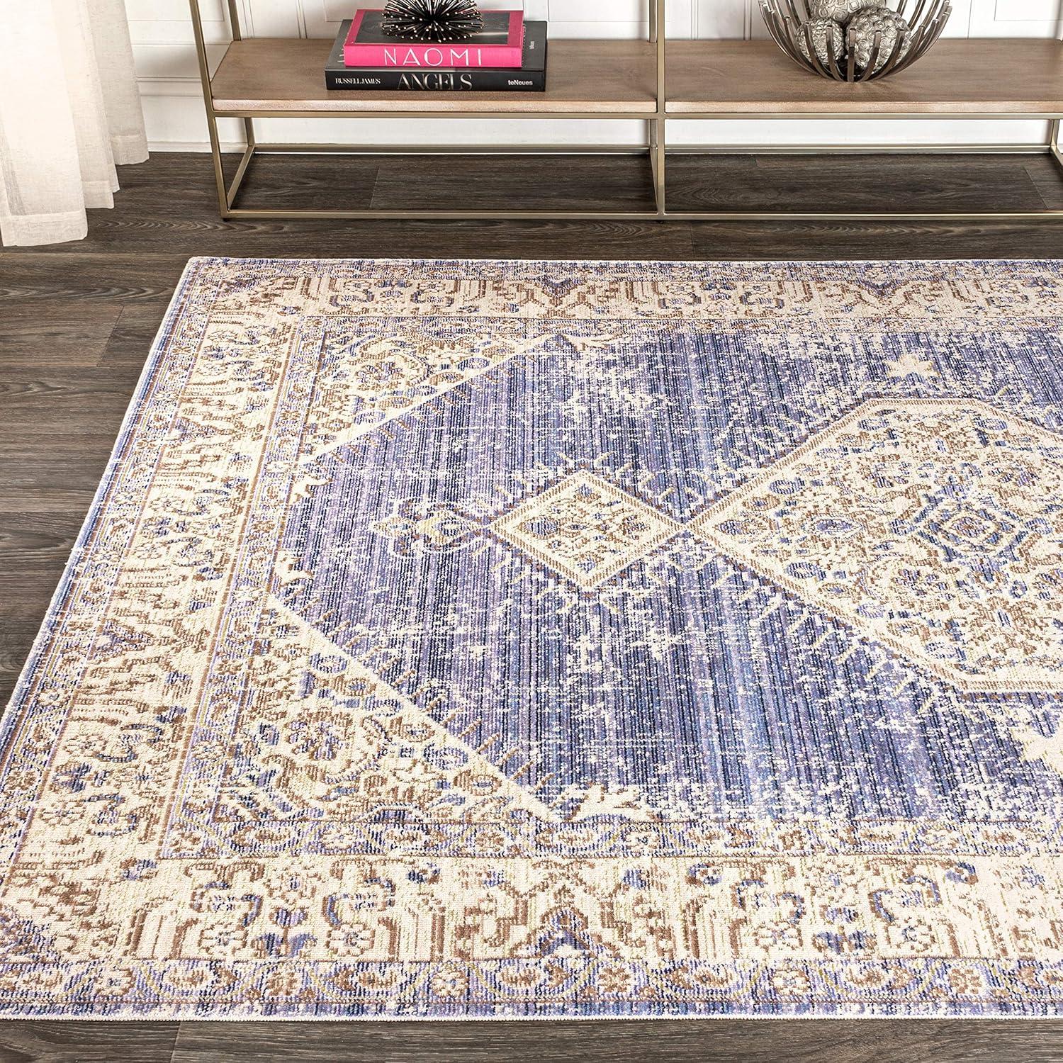 image:imageJONATHAN Y Lila Modern Tribal Medallion Light BlueIvory Indoor Area Rug 3x5 Transitional Traditional EasyCleaning for Living Room Bedroom Kitchen Pet Friendly NonShedding MDP306B3Purple