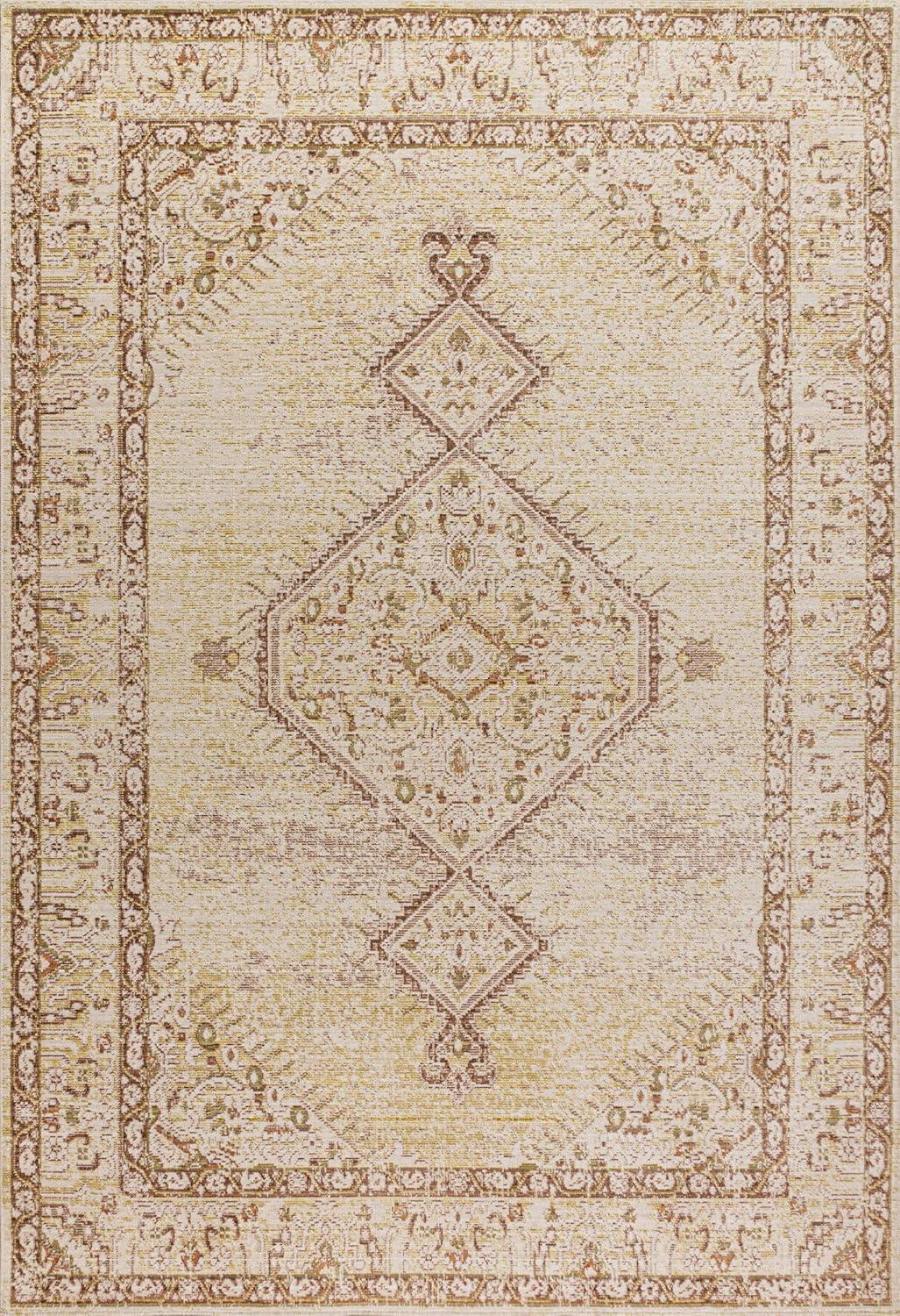 image:imageJONATHAN Y Lila Modern Tribal Medallion Light BlueIvory Indoor Area Rug 3x5 Transitional Traditional EasyCleaning for Living Room Bedroom Kitchen Pet Friendly NonShedding MDP306B3Ivory
