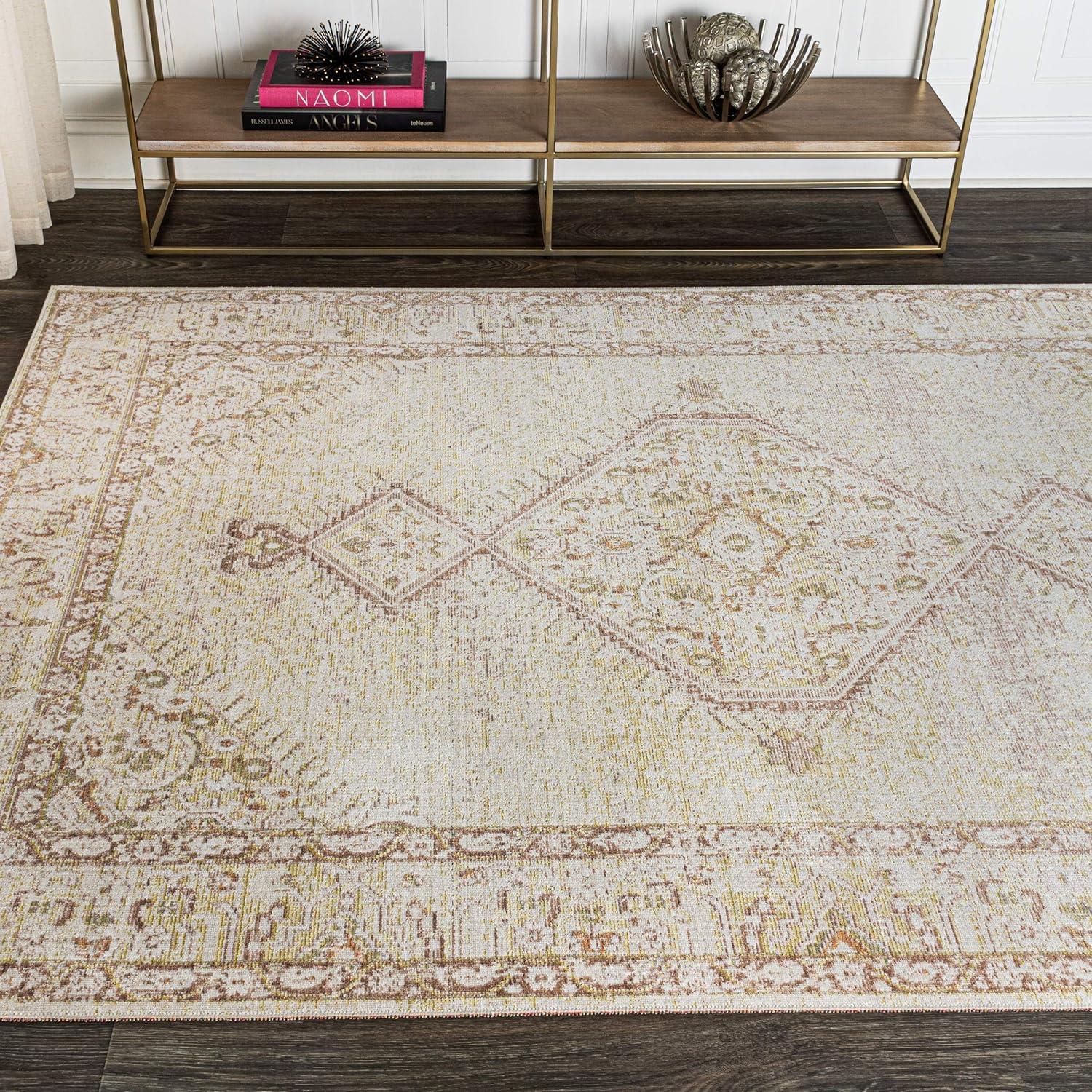 image:imageJONATHAN Y Lila Modern Tribal Medallion Light BlueIvory Indoor Area Rug 3x5 Transitional Traditional EasyCleaning for Living Room Bedroom Kitchen Pet Friendly NonShedding MDP306B3Ivory