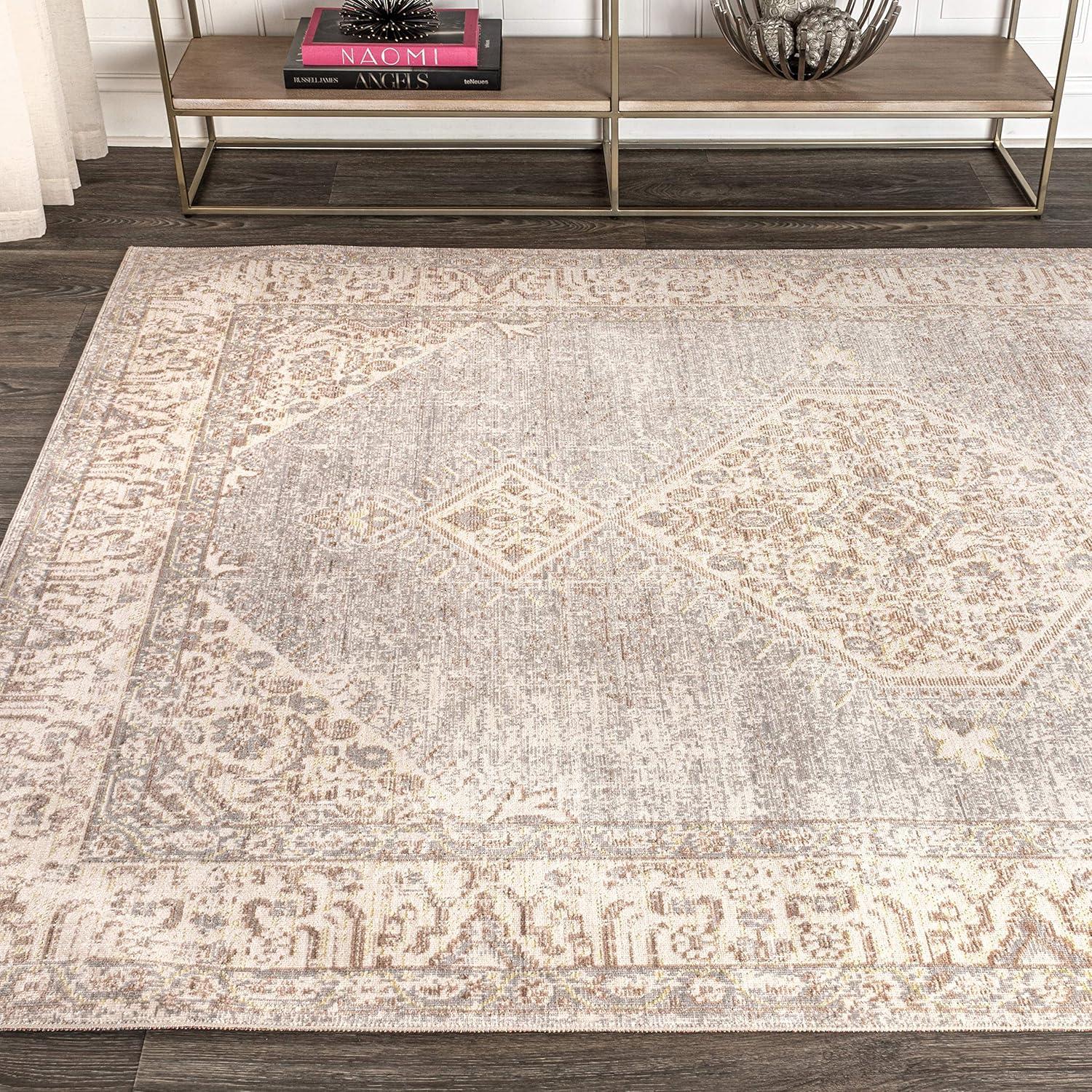 image:imageJONATHAN Y Lila Modern Tribal Medallion Light BlueIvory Indoor Area Rug 3x5 Transitional Traditional EasyCleaning for Living Room Bedroom Kitchen Pet Friendly NonShedding MDP306B3Grey