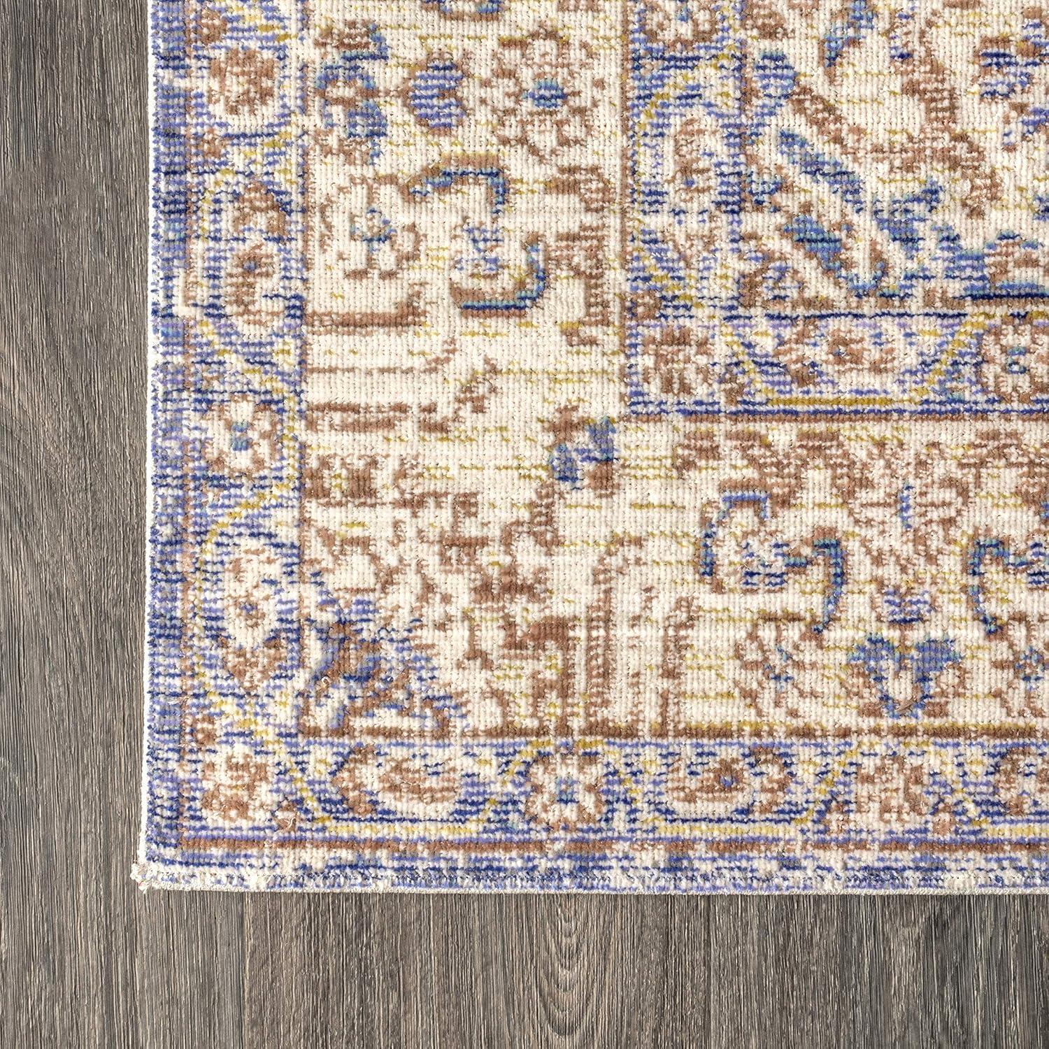 image:imageJONATHAN Y Lila Modern Tribal Medallion Light BlueIvory Indoor Area Rug 3x5 Transitional Traditional EasyCleaning for Living Room Bedroom Kitchen Pet Friendly NonShedding MDP306B3Purple