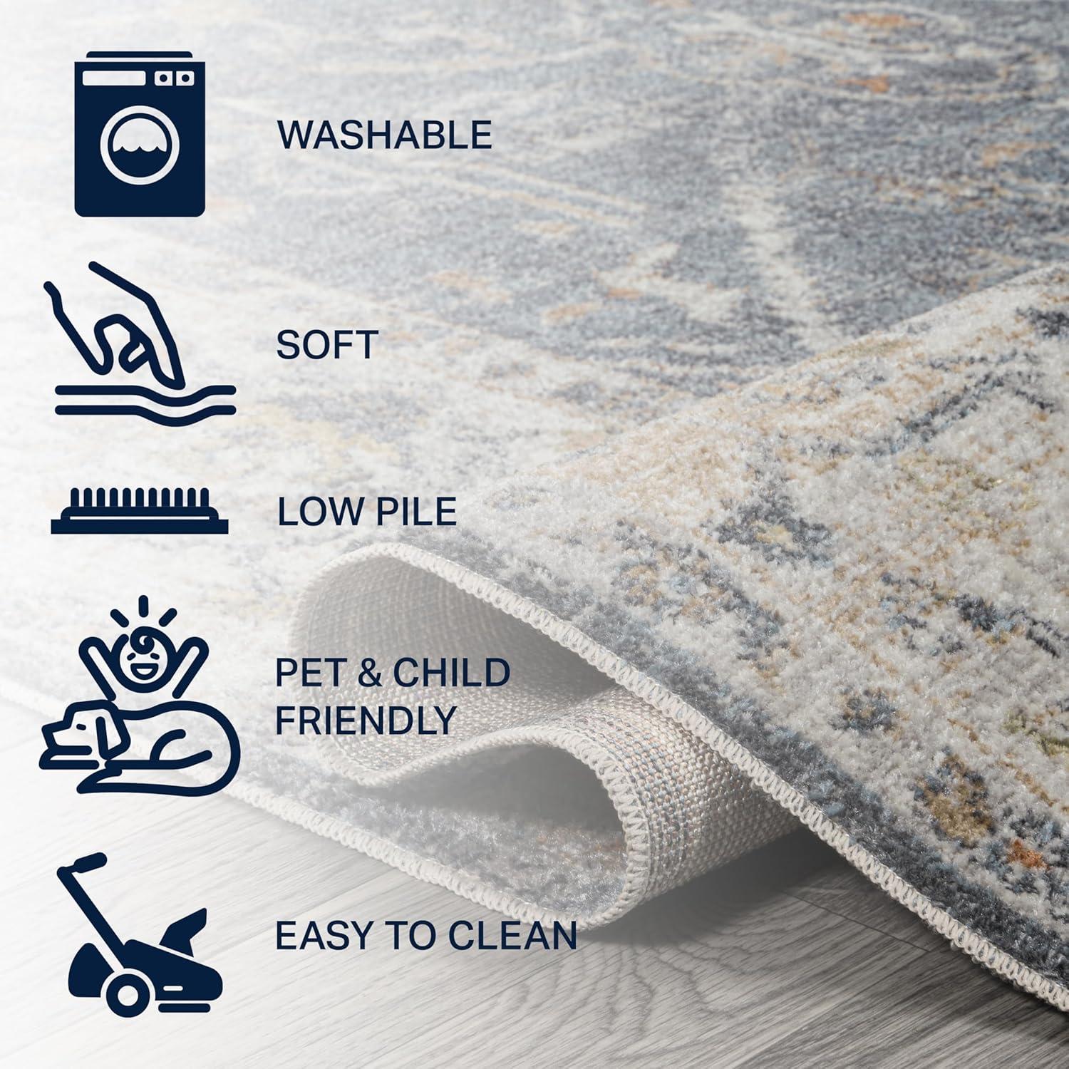 image:imageJONATHAN Y Machine Washable Indoor Area Rug 3X5 Dark GrayCream Brandy Rustic Border LowPile for Living Room Bedroom Kitchen Office EasyCleaning PetFriendly NonShedding WSH321A3Brandydark GrayCream