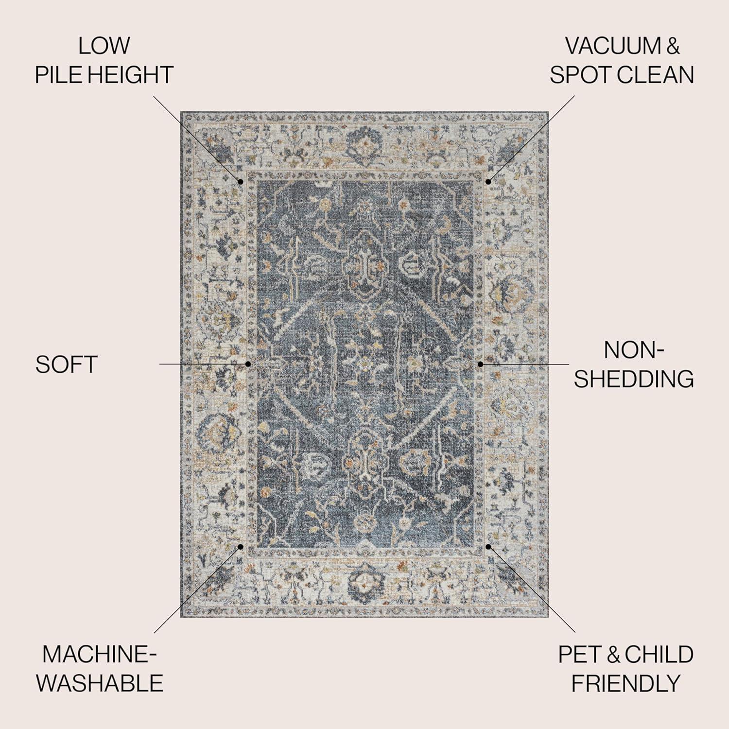 image:imageJONATHAN Y Machine Washable Indoor Area Rug 3X5 Dark GrayCream Brandy Rustic Border LowPile for Living Room Bedroom Kitchen Office EasyCleaning PetFriendly NonShedding WSH321A3Brandydark GrayCream