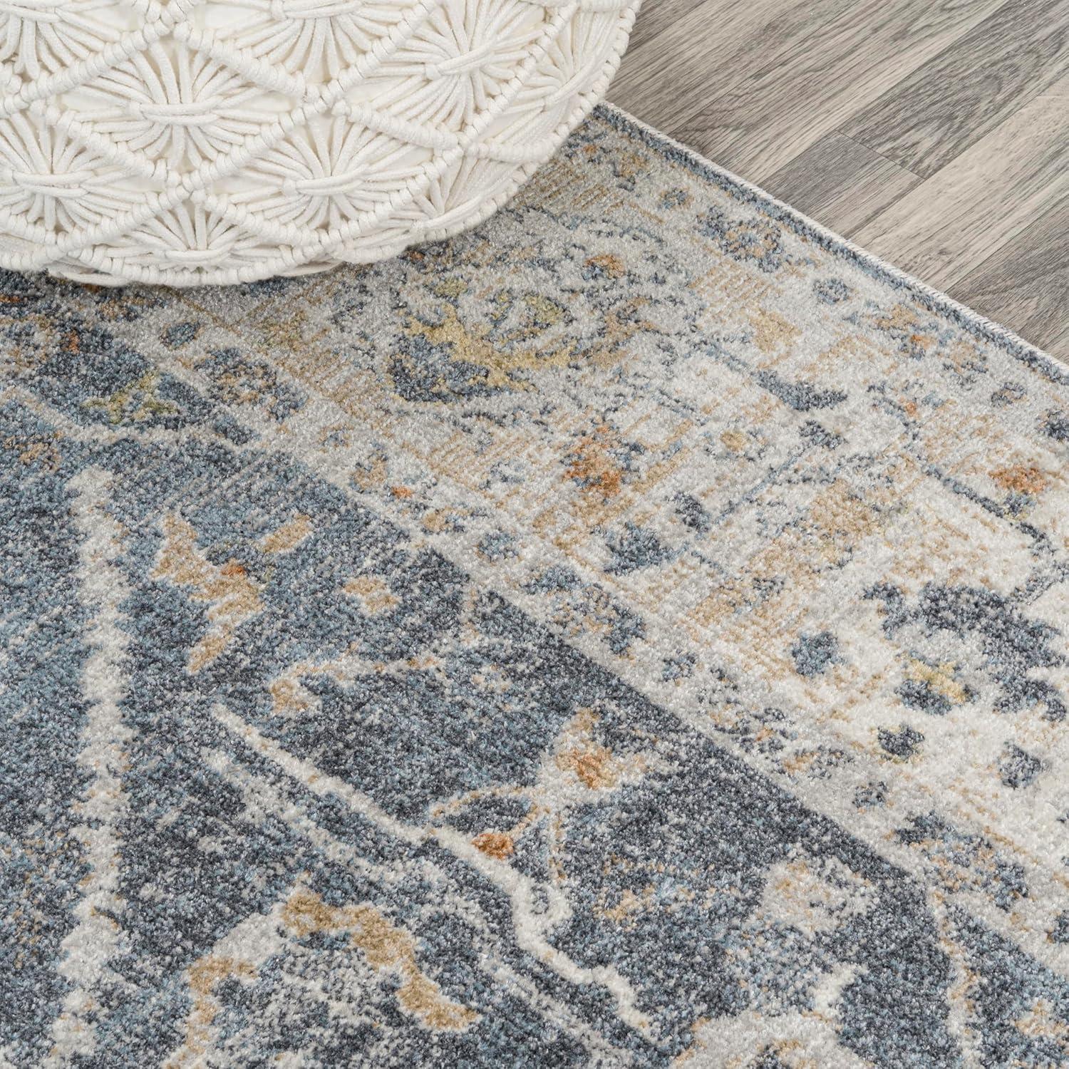 image:imageJONATHAN Y Machine Washable Indoor Area Rug 3X5 Dark GrayCream Brandy Rustic Border LowPile for Living Room Bedroom Kitchen Office EasyCleaning PetFriendly NonShedding WSH321A3Brandydark GrayCream